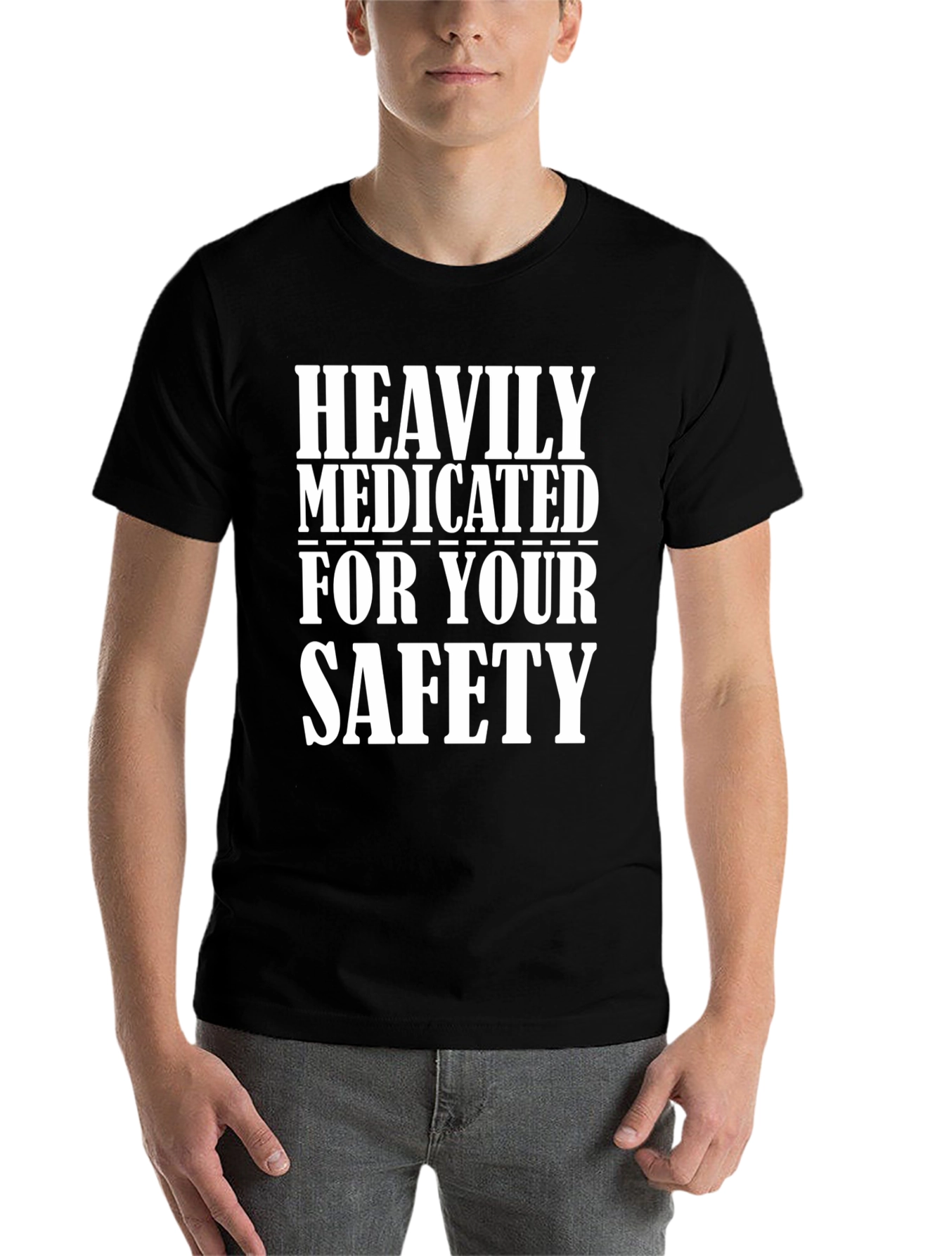 Black Heavily Medicated T-Shirt - Funny Slogan Tee view 7