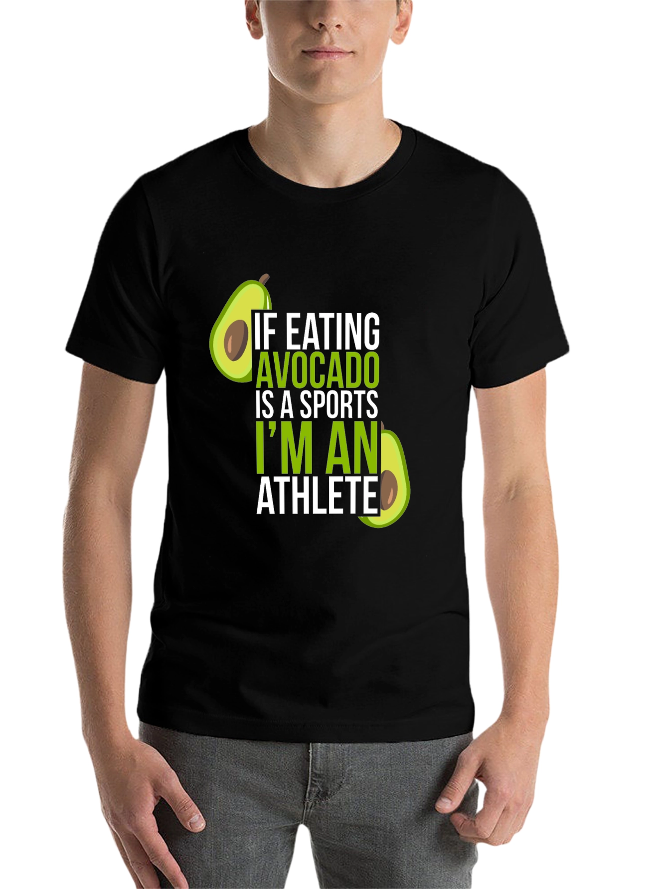 Black Avocado Athlete T-Shirt - Humorous Foodie Tee view 7