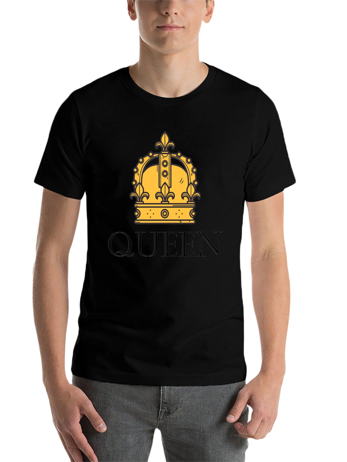 Black Queen Crown Graphic Print Black T-Shirt view 7