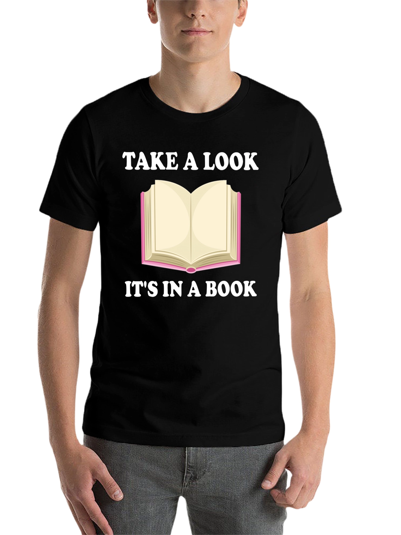Black Take a Look It's in a Book Novelty T-Shirt view 7