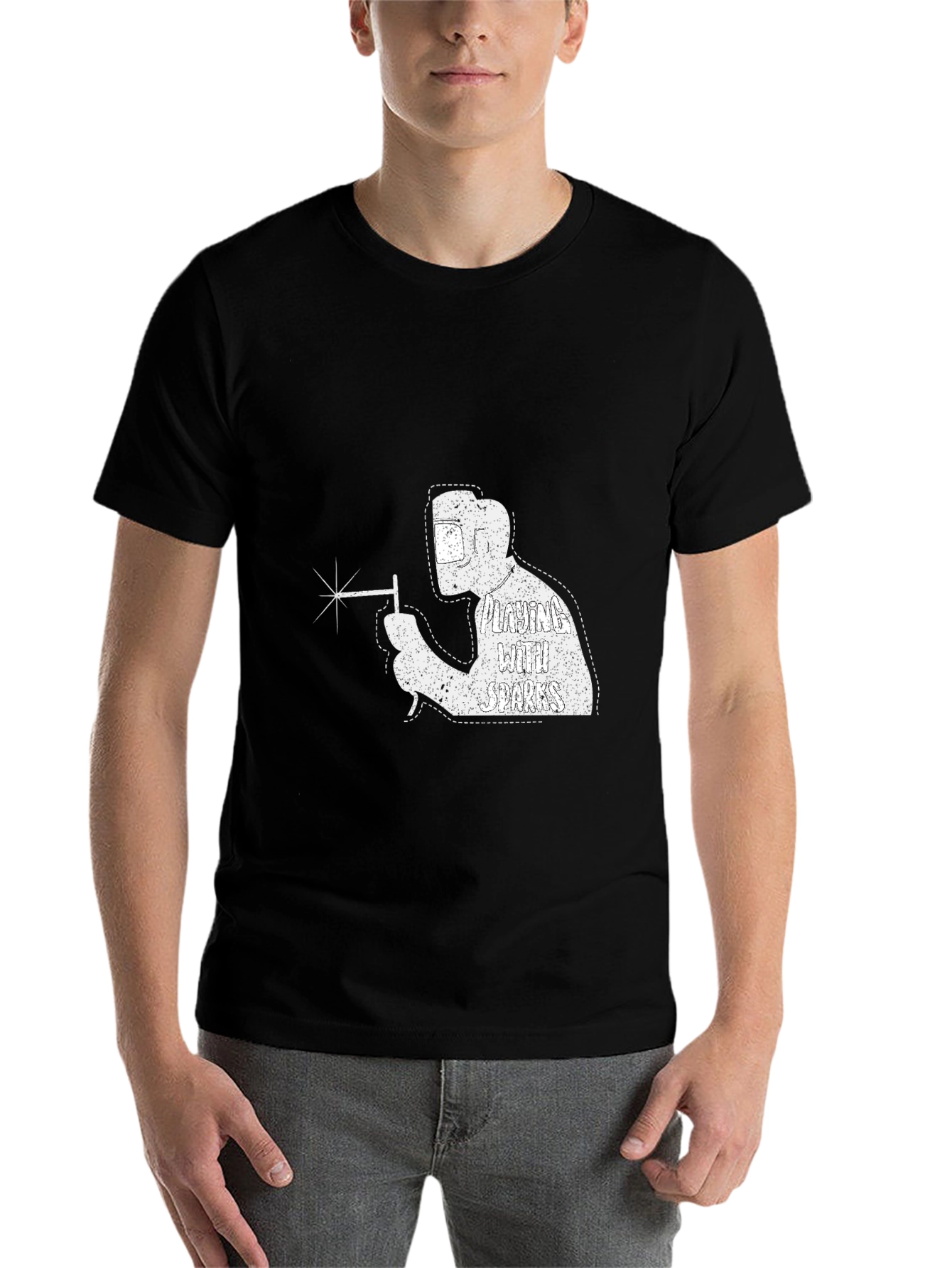 Black Welding with Sparks T-Shirt - Cool Welder Design view 7