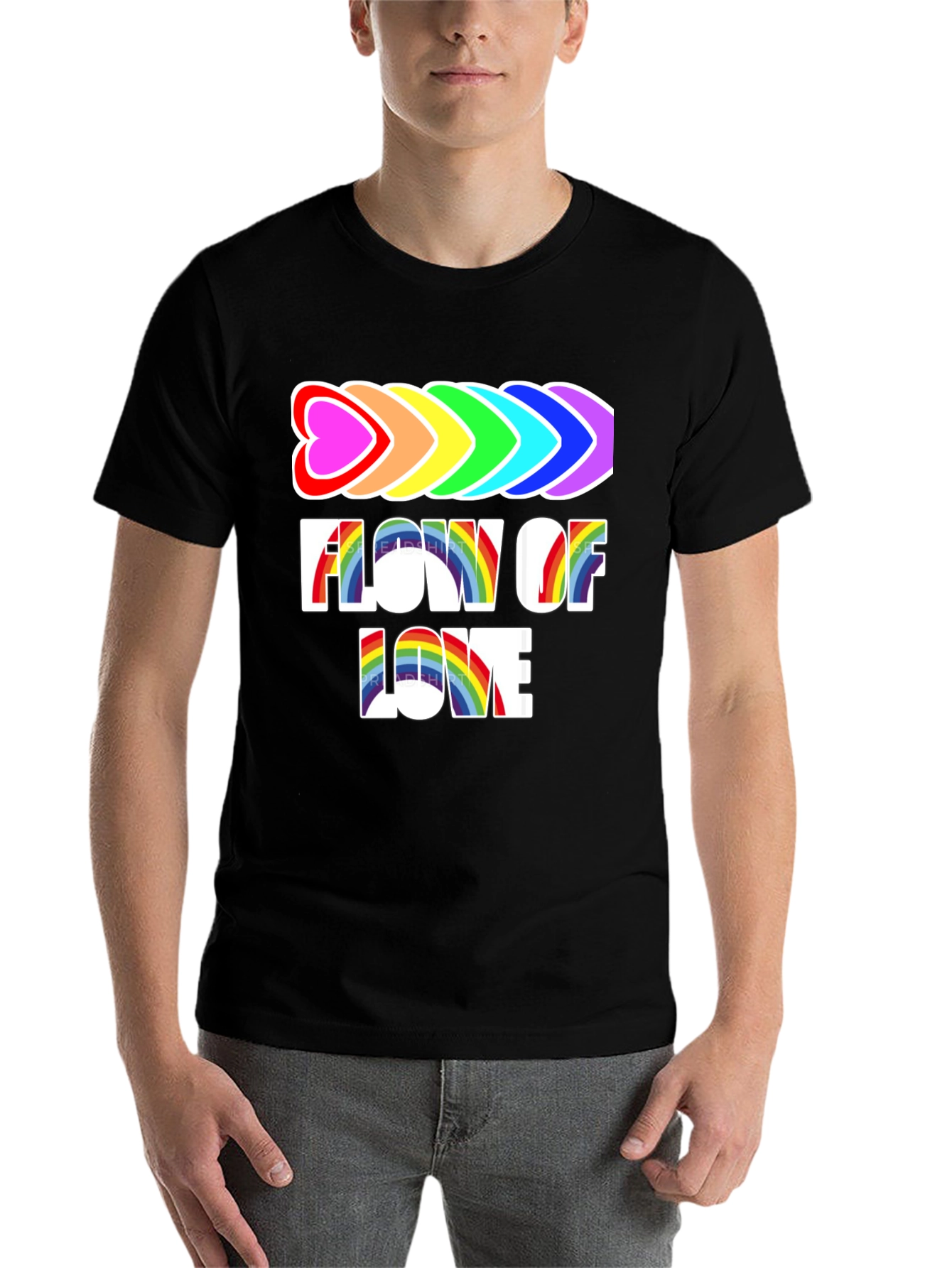 Black Flow of Love Rainbow Pride T-Shirt view 7