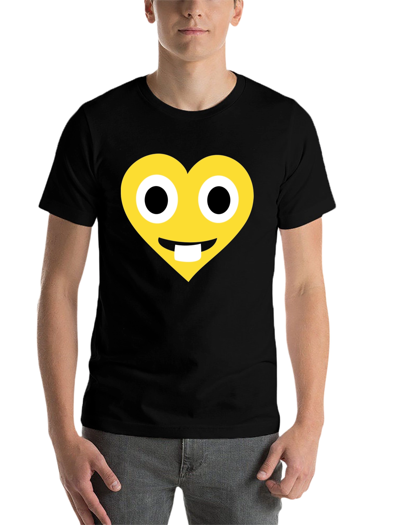 Black Heart Emoji Graphic T-Shirt - Black Cotton Blend view 7