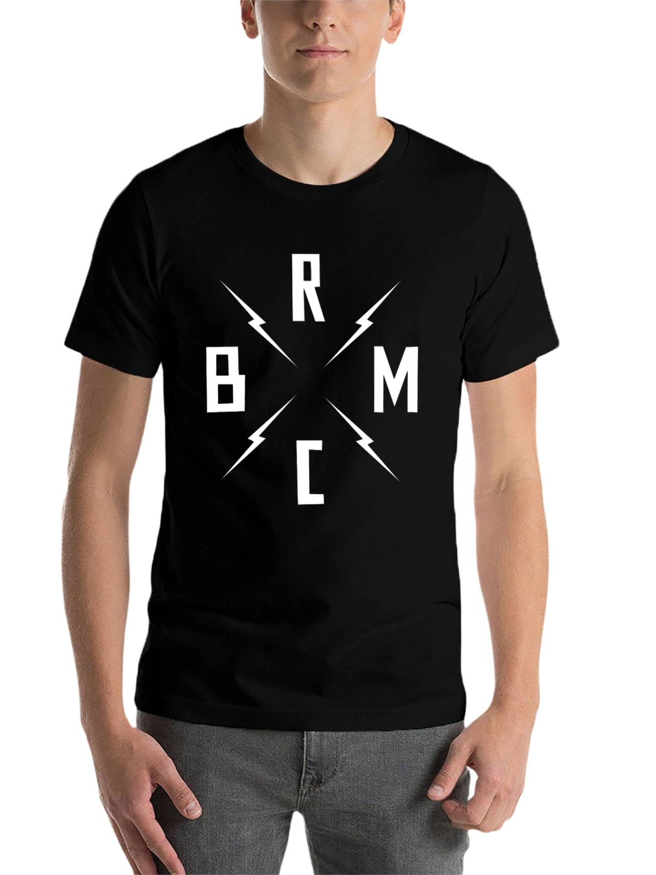 Black BMRC Lightning Bolt Graphic Tee - Black Cotton Casual T-Shirt view 7