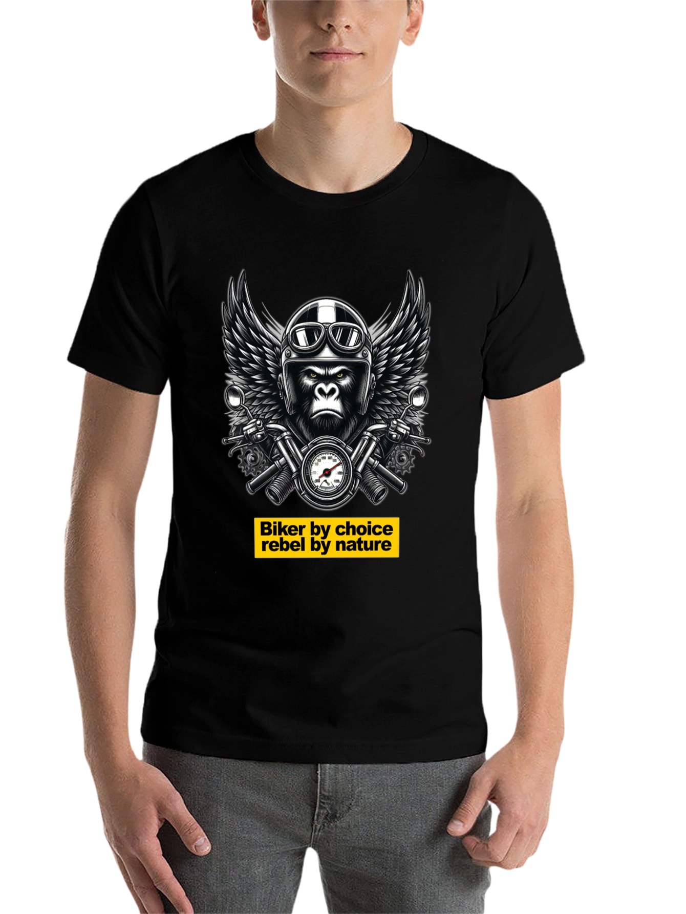 Black Biker Gorilla T-Shirt - Rebel Nature Tee view 7