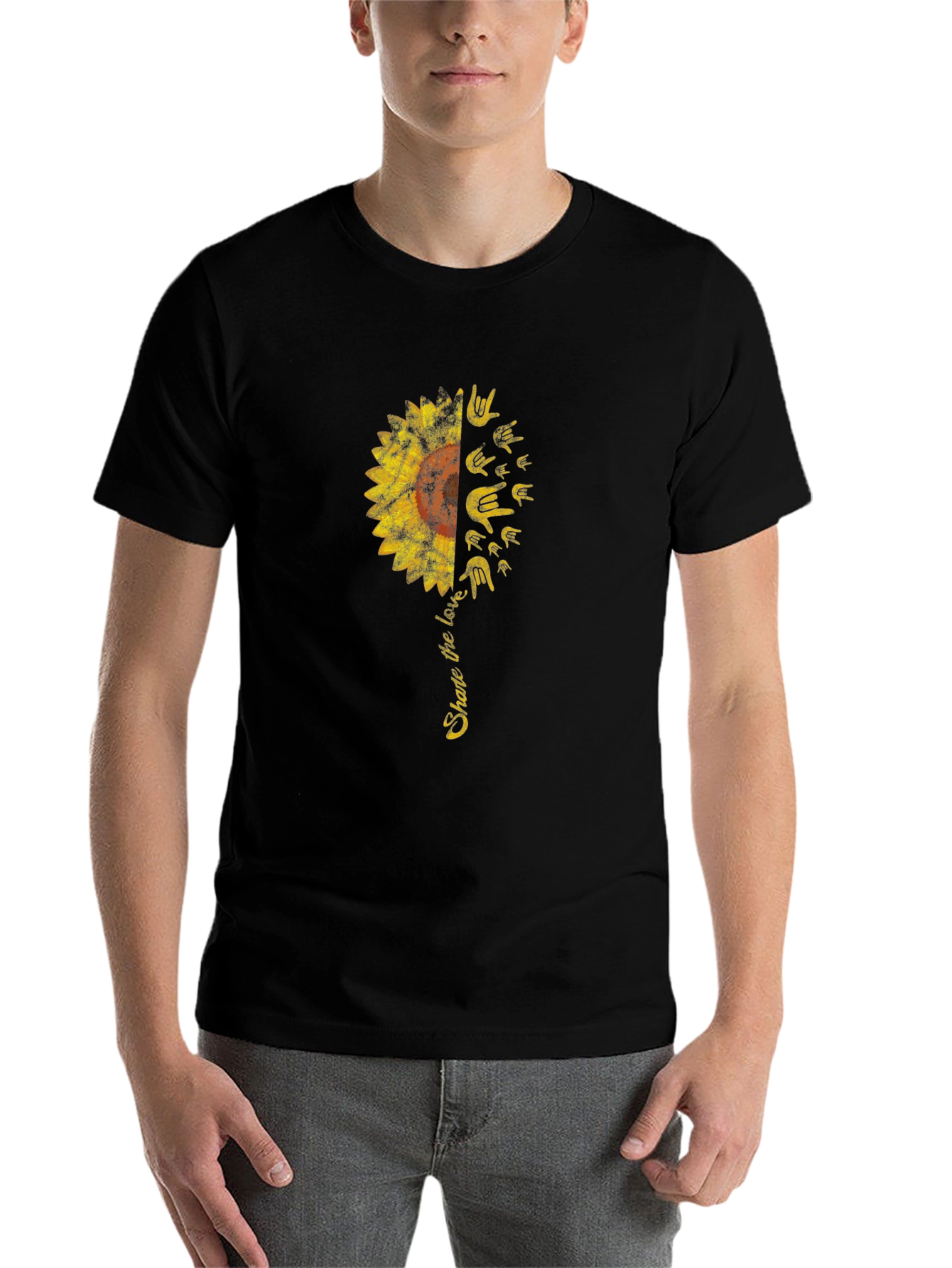 Black Share the Love Sunflower Graphic Tee view 7