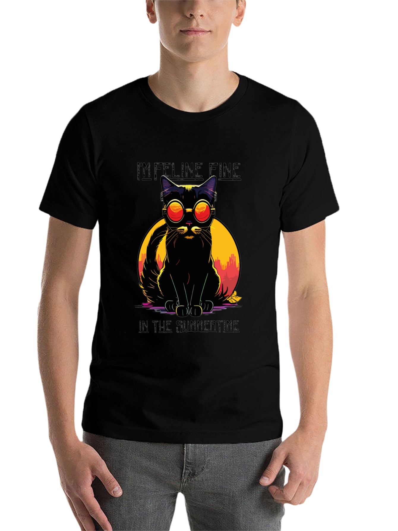 Black Feline Fine Summer Cat T-Shirt view 7