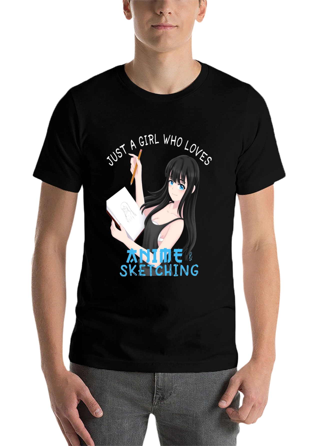 Black Anime & Sketching Girl's T-Shirt view 7