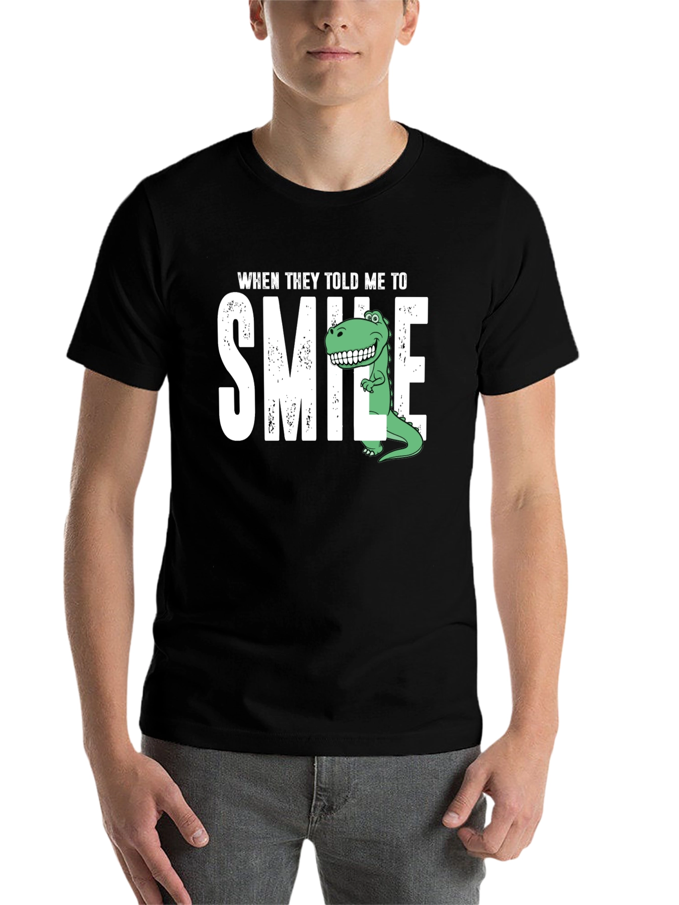 Black Smile Dinosaur Graphic T-Shirt view 7