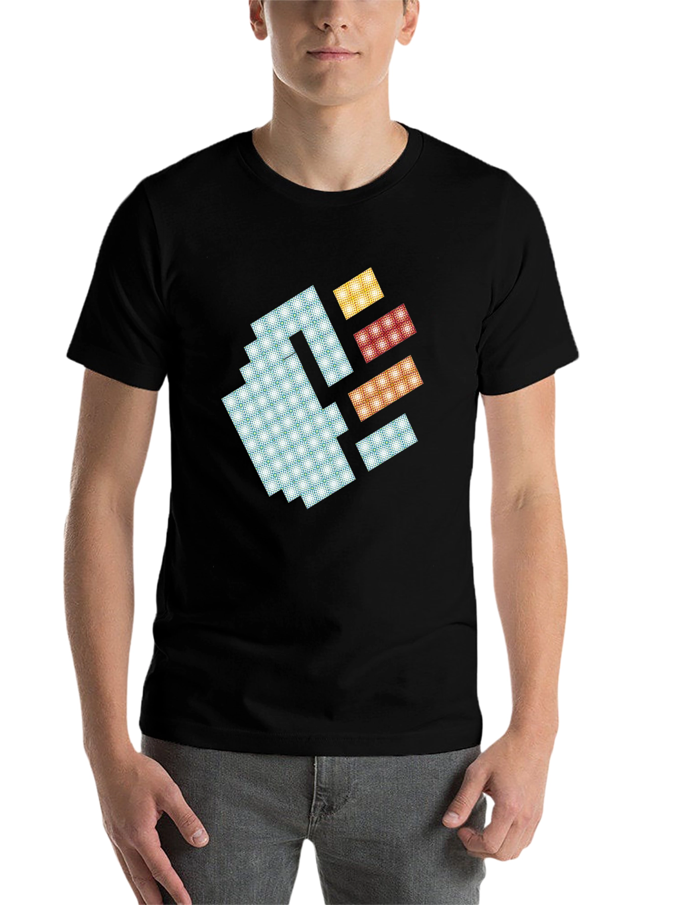 Black Pixel Art Fist Graphic Tee - Black Cotton Blend view 7