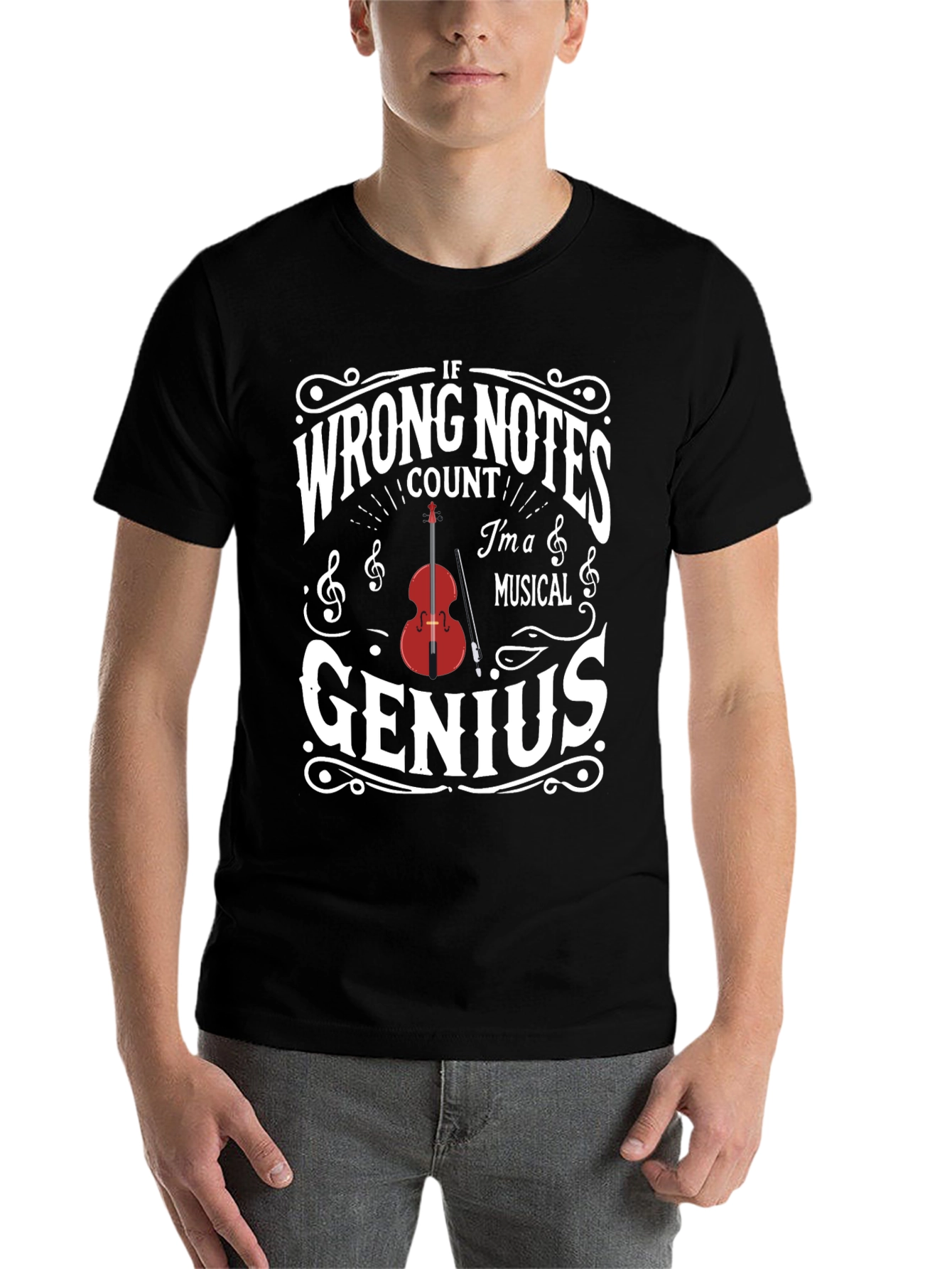 Black Musical Genius T-Shirt - Funny Musician Gift view 7