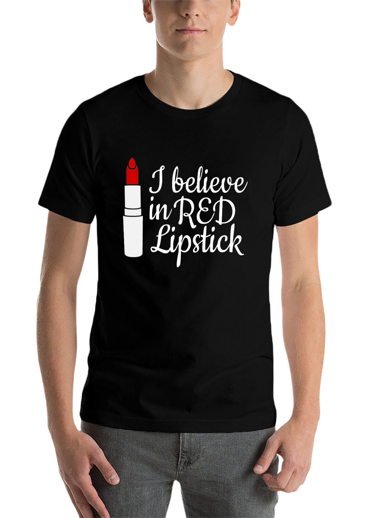 Black Red Lipstick Believer T-Shirt view 7