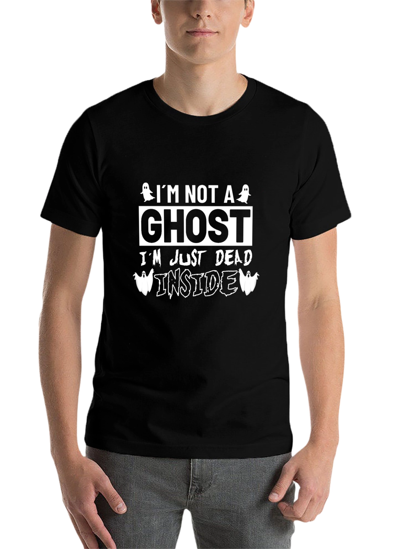 Black I'm Not A Ghost, Dead Inside Funny Graphic Tee view 7