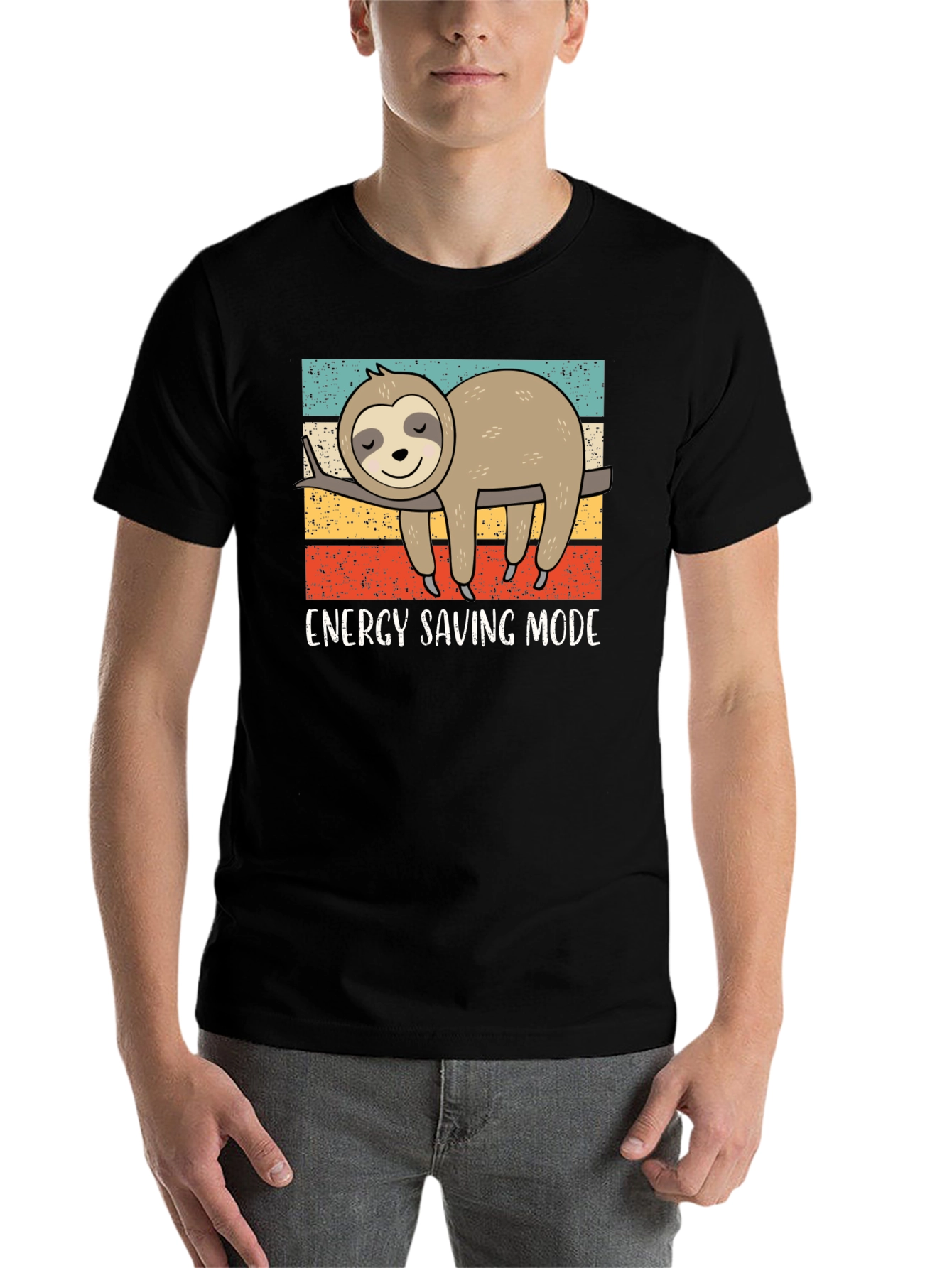 Black Energy Saving Sloth Graphic Tee view 7