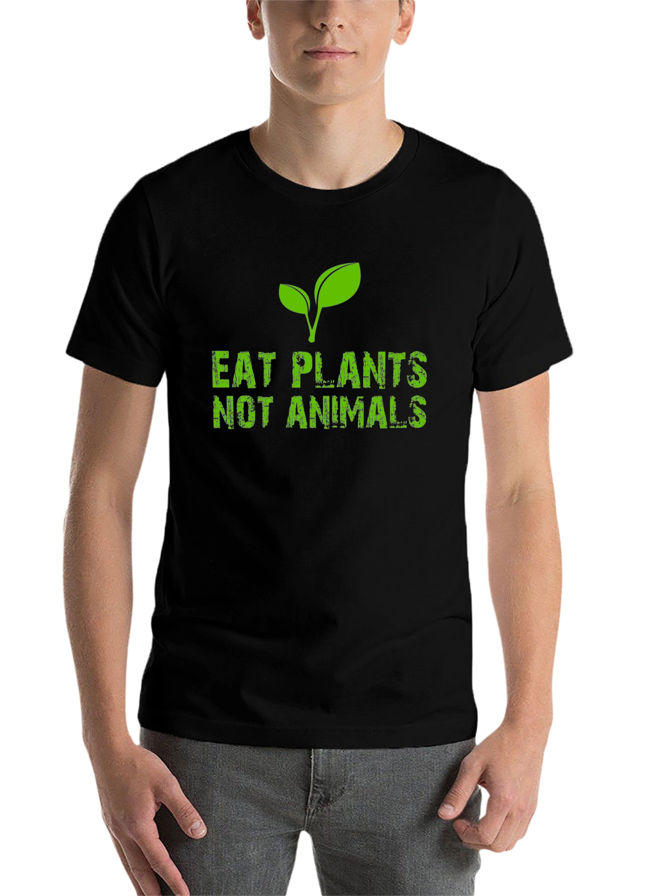 Black Eat Plants Not Animals Black T-Shirt Vegan Vegetarian view 7