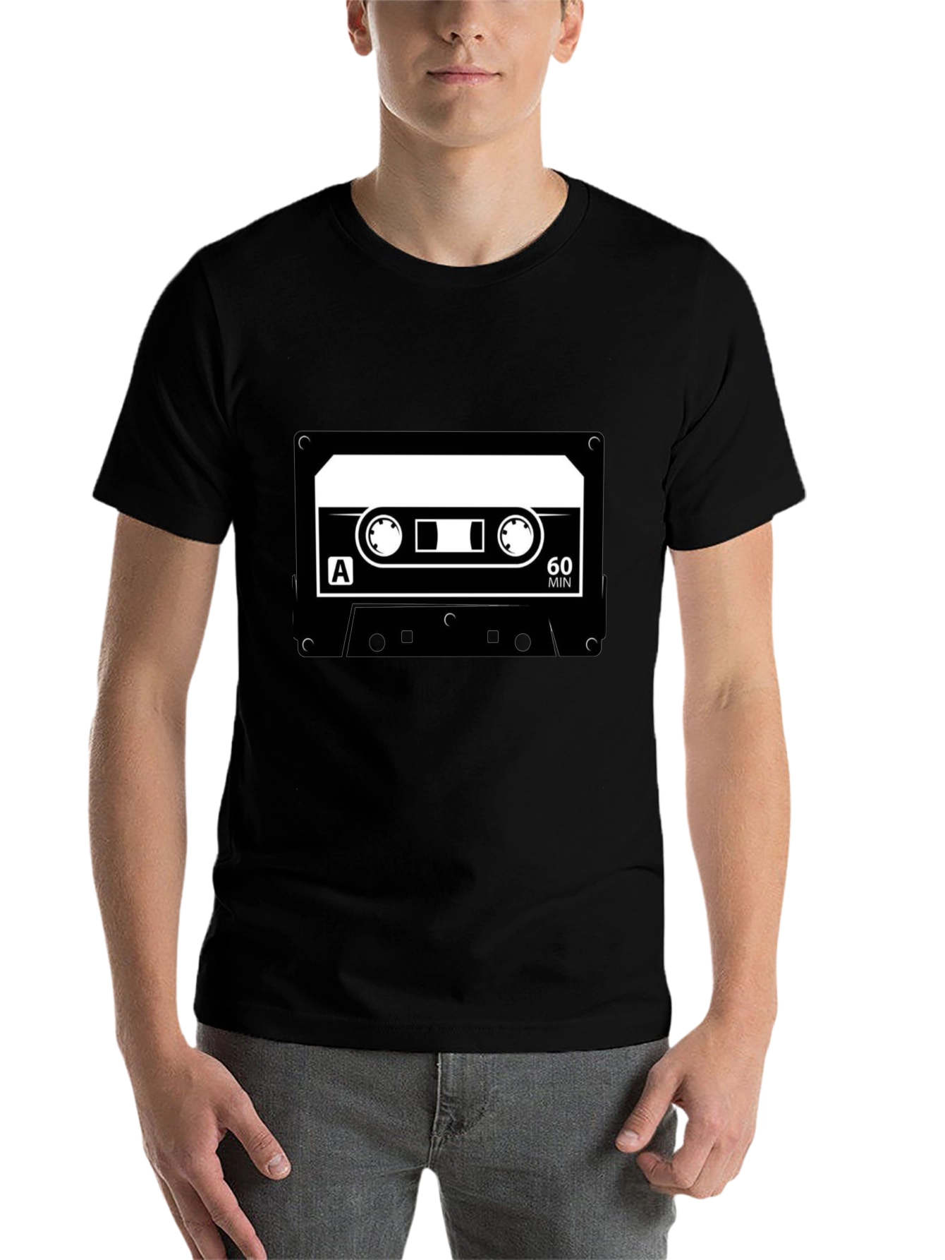 Black Retro Cassette Tape Graphic T-Shirt view 7
