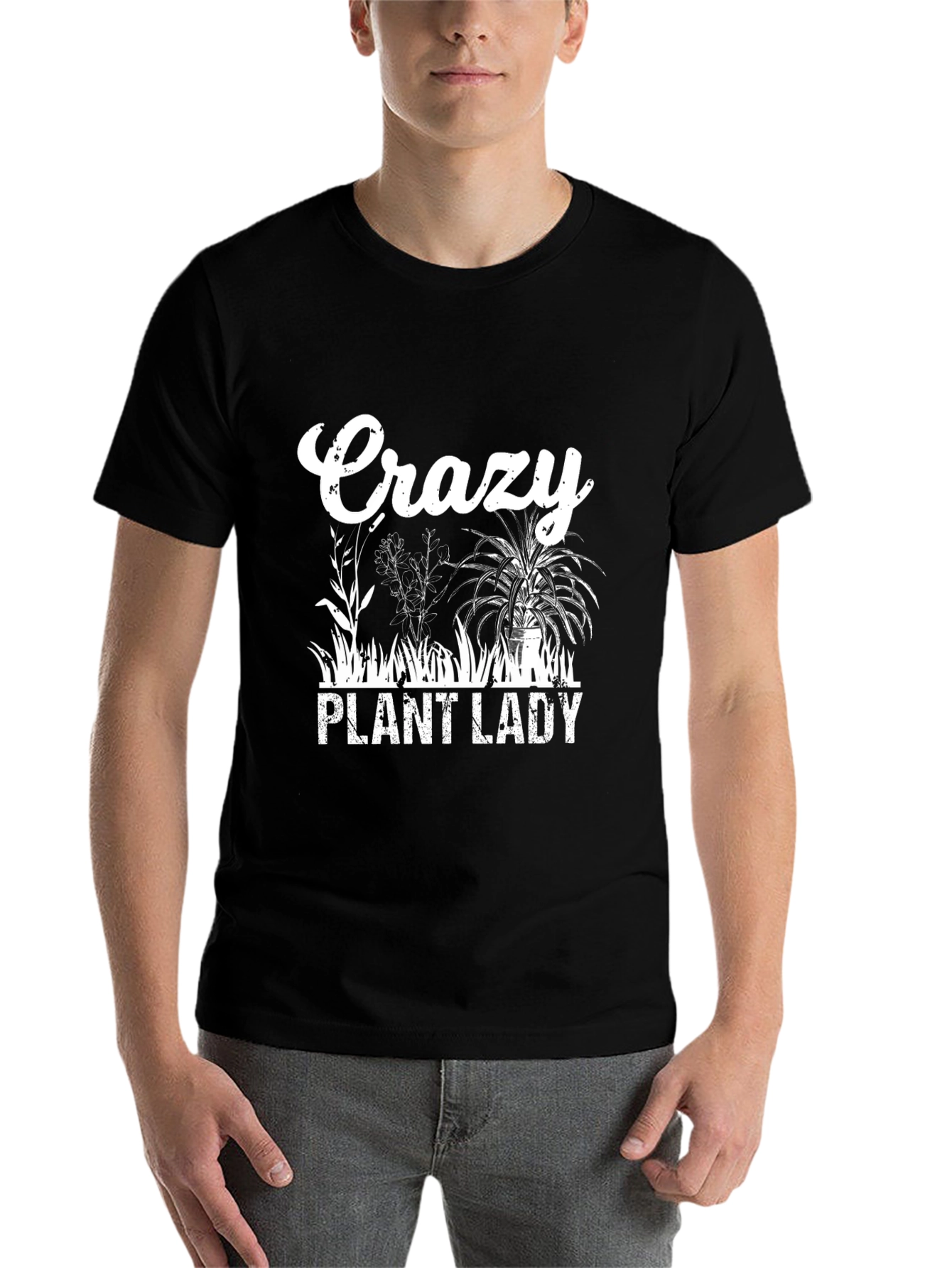Black Crazy Plant Lady T-Shirt - Botanical Lover Tee view 7