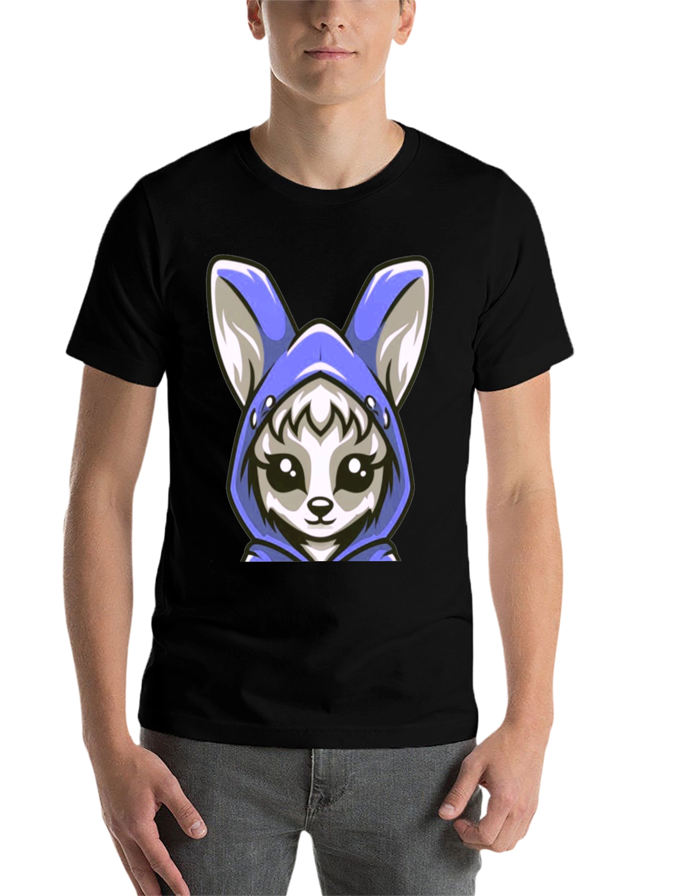 Black Cute Kawaii Fox Hoodie T-Shirt view 7