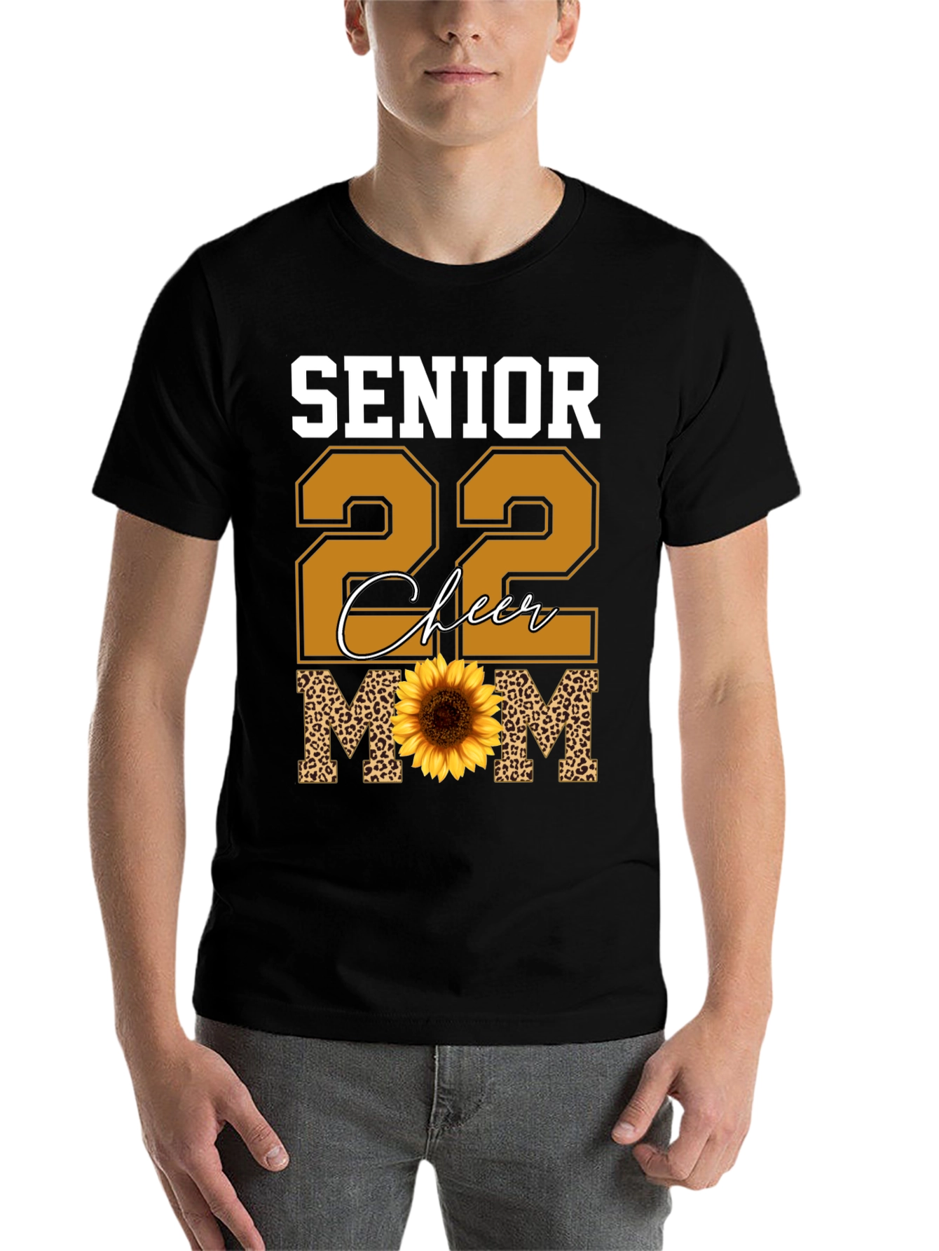 Black Senior 22 Cheer Mom Sunflower T-Shirt view 7