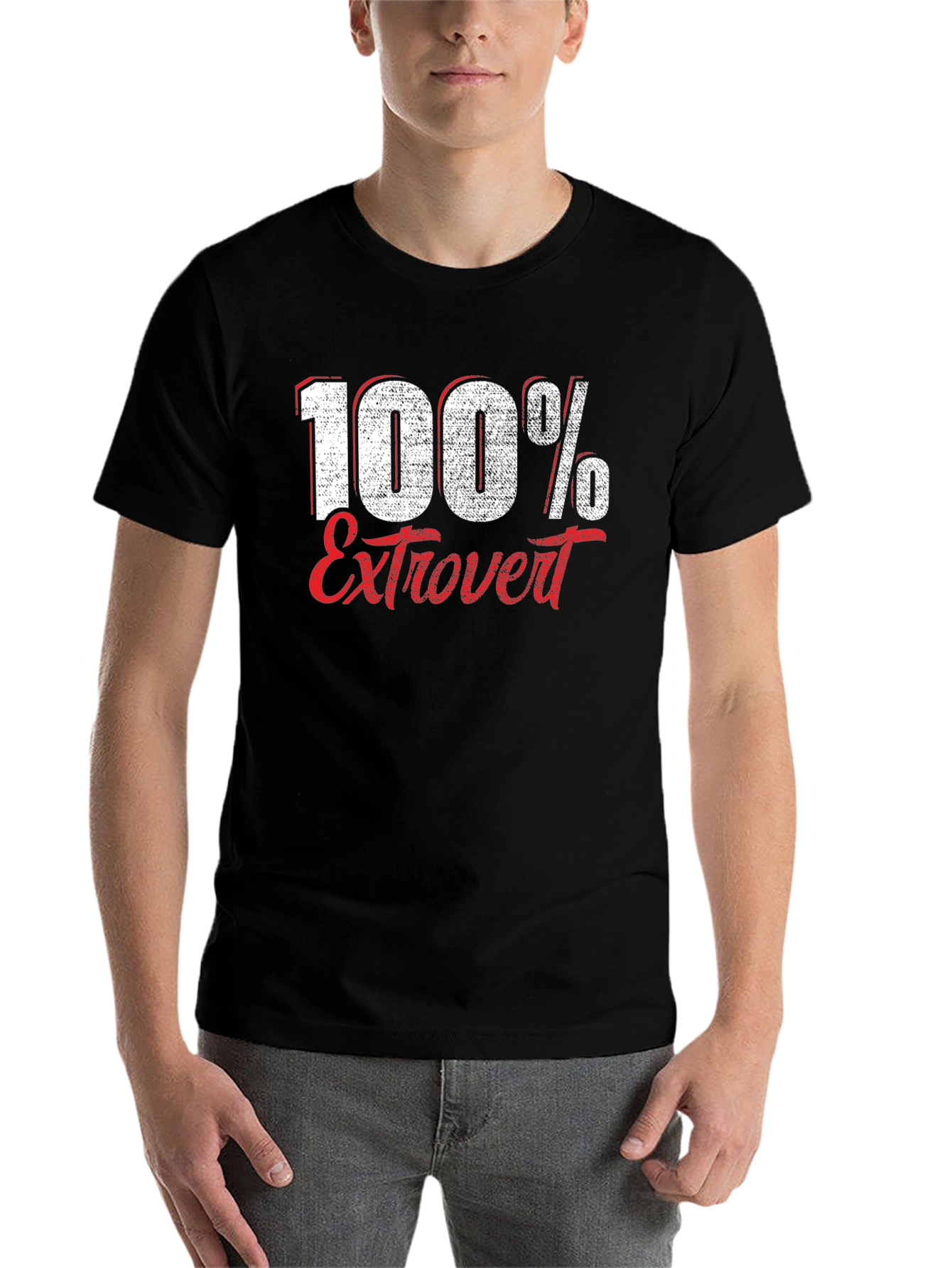 Black 100% Extrovert Graphic T-Shirt view 7