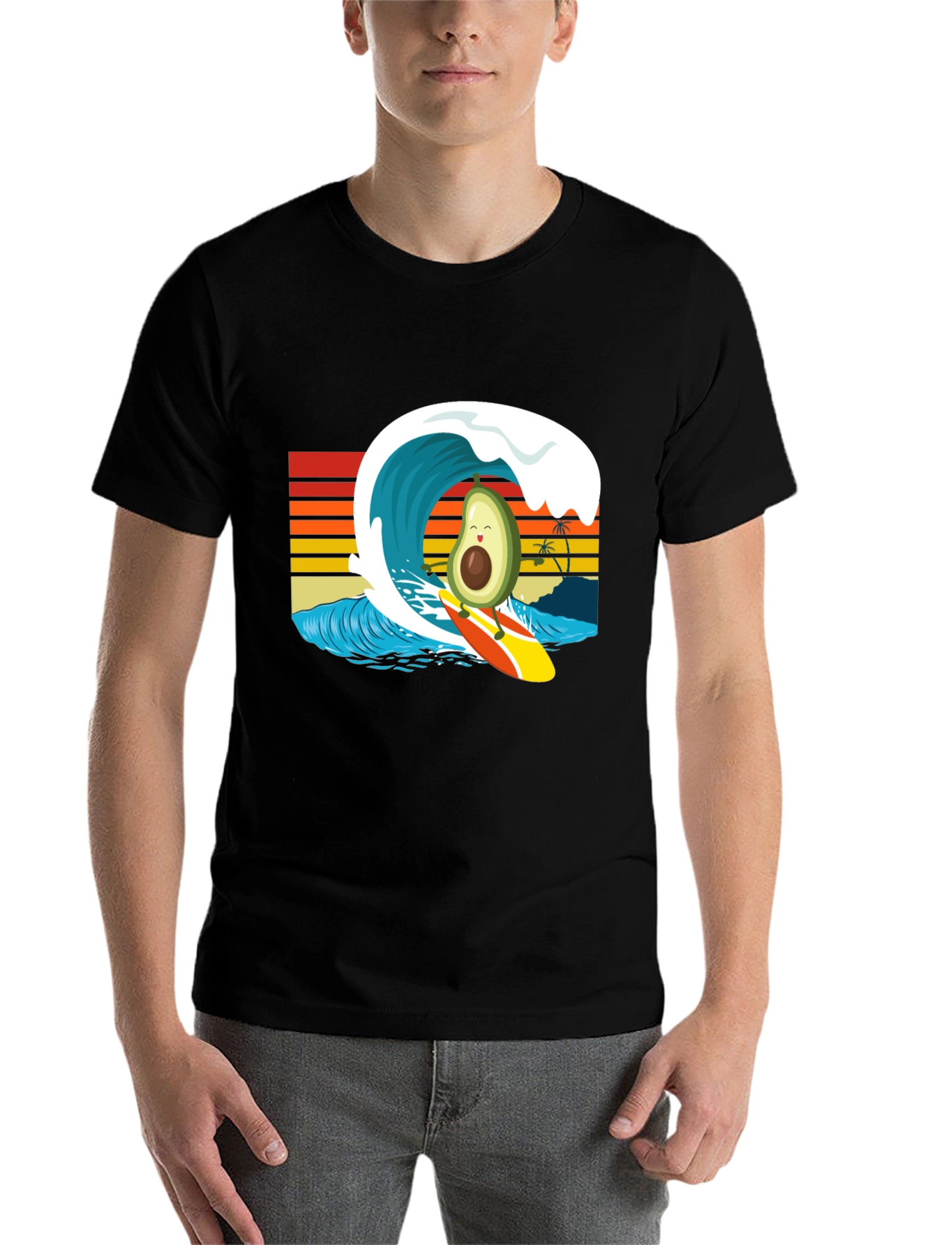 Black Surfing Avocado Graphic Tee view 7