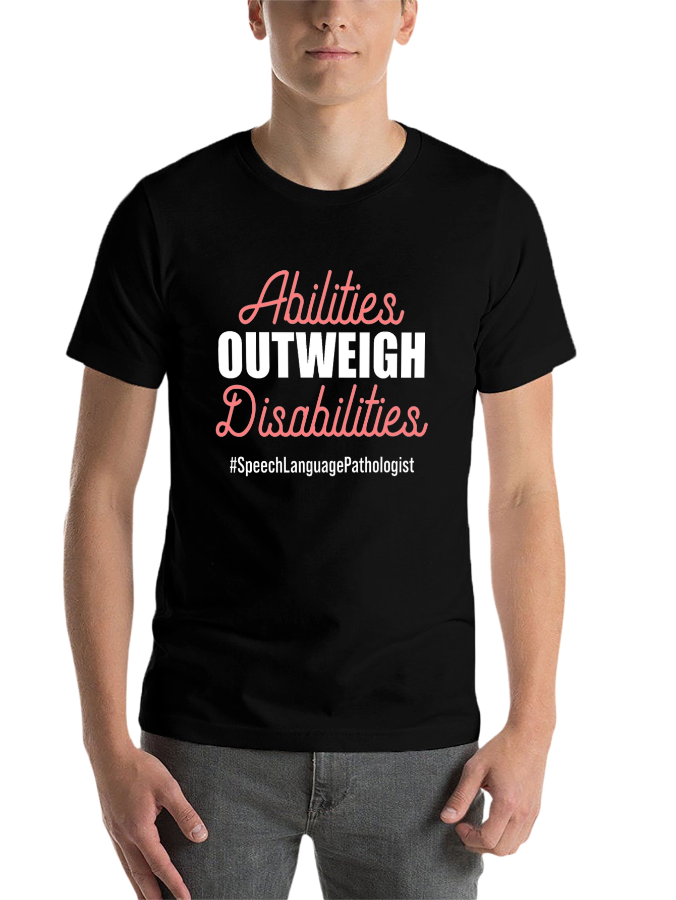 Black Abilities Outweigh Disabilities Speech Language Pathologist T-Shirt view 7