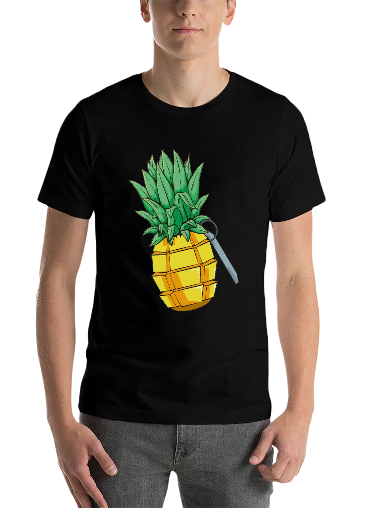 Black Pineapple Grenade Funny Graphic Tee view 7