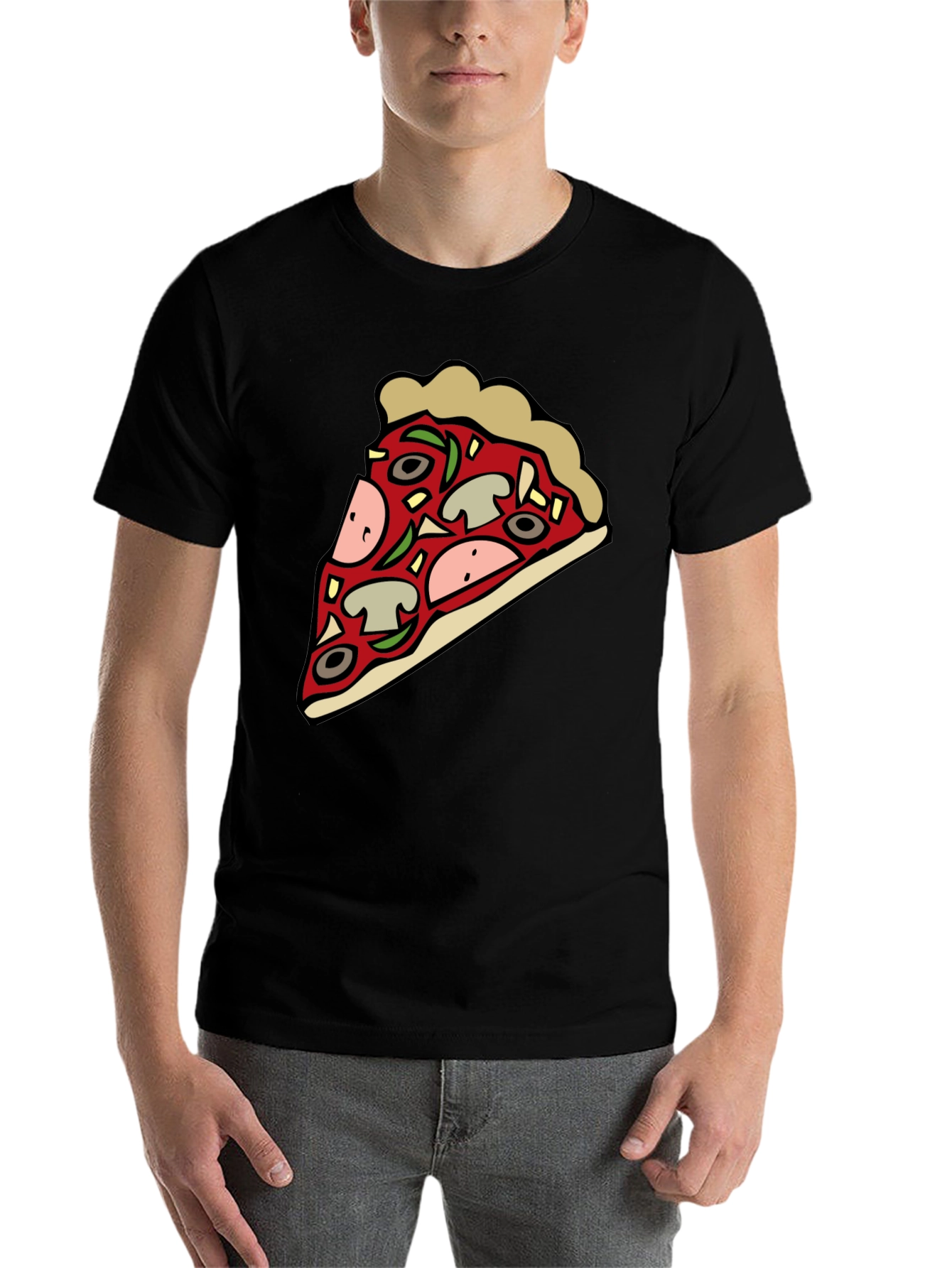 Black Pizza Slice Graphic Black T-Shirt view 7