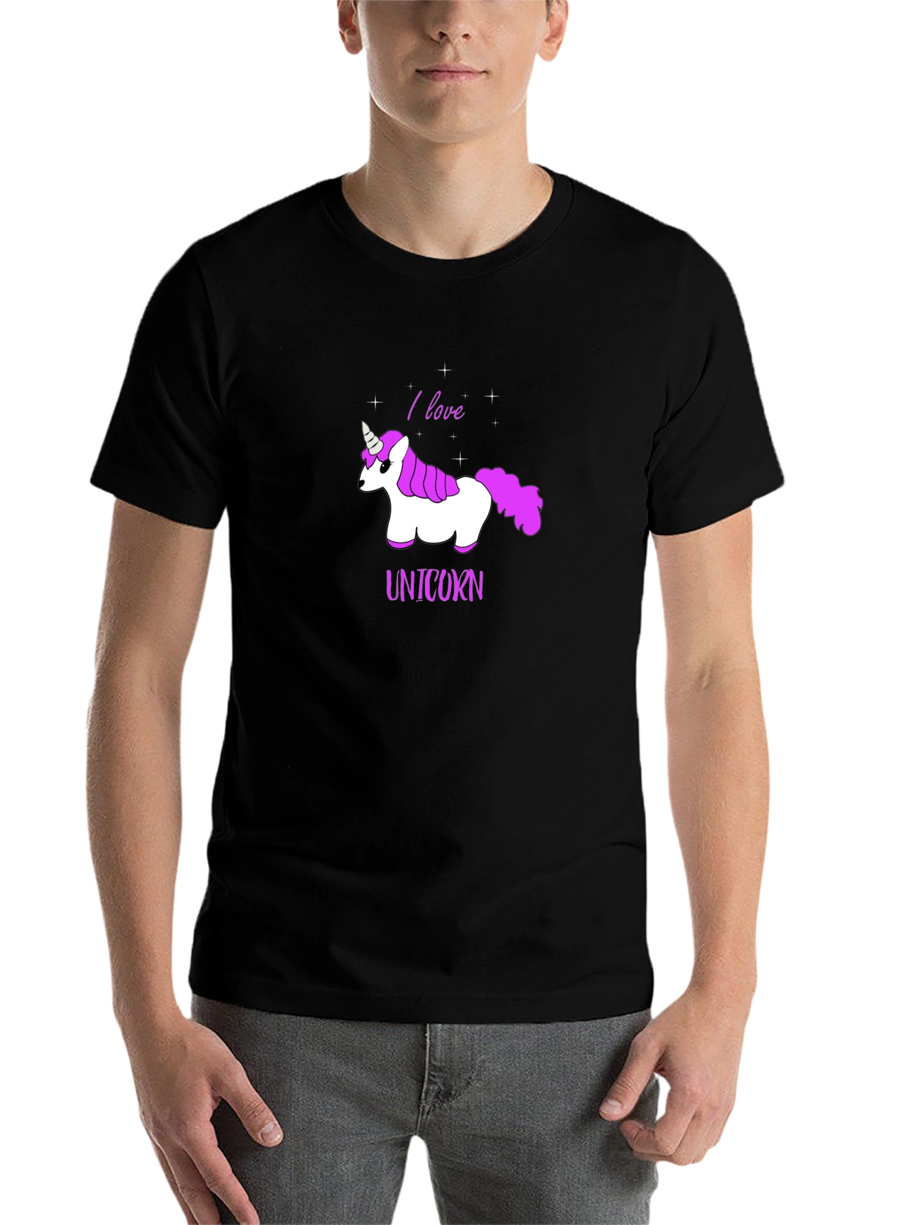 Black I Love Unicorns Graphic T-Shirt view 7