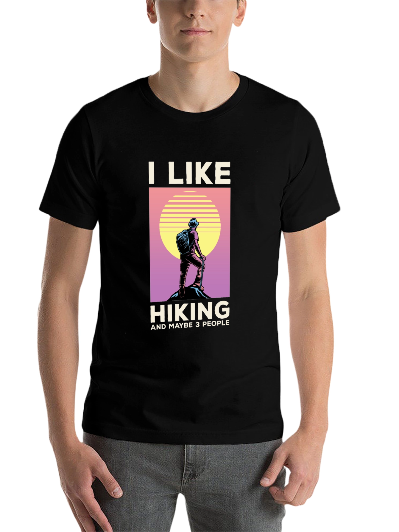 Black I Like Hiking T-Shirt - Funny Outdoor Adventure Tee view 7