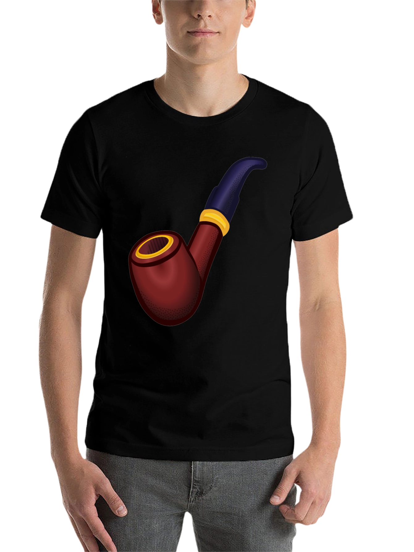 Black Smoking Pipe Graphic Tee - Classic Style view 7
