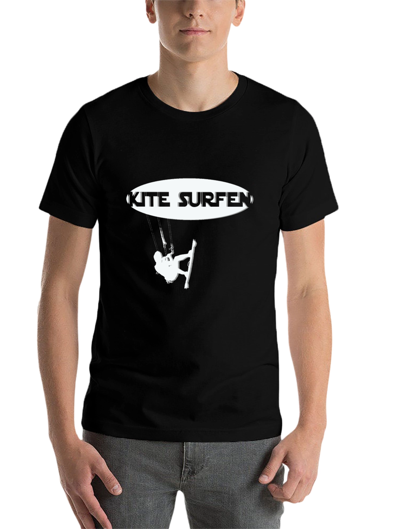 Black Kite Surfing Graphic Tee - Black Casual T-Shirt view 7