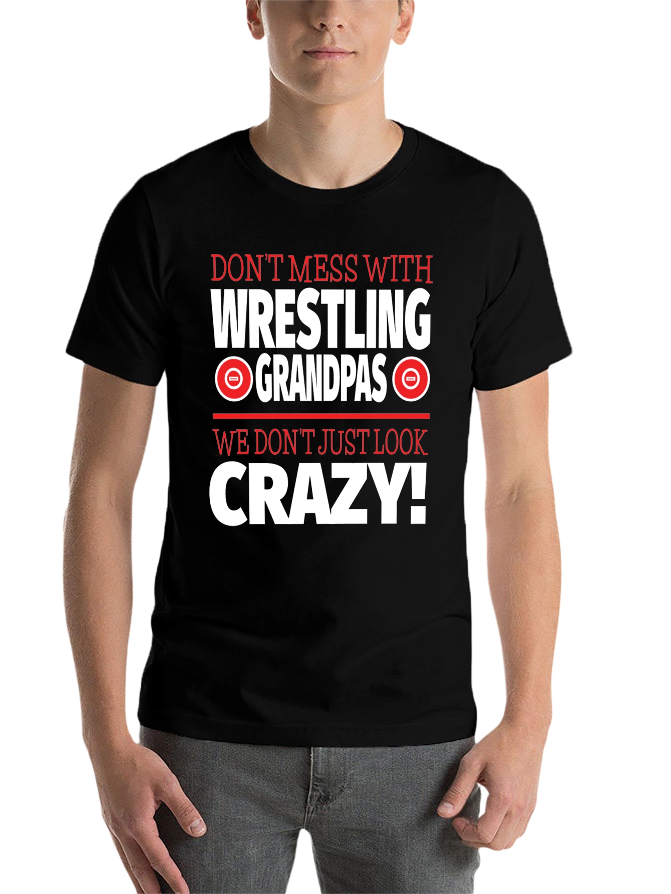Black Wrestling Grandpas Graphic Tee - Don't Mess With Crazy! view 7