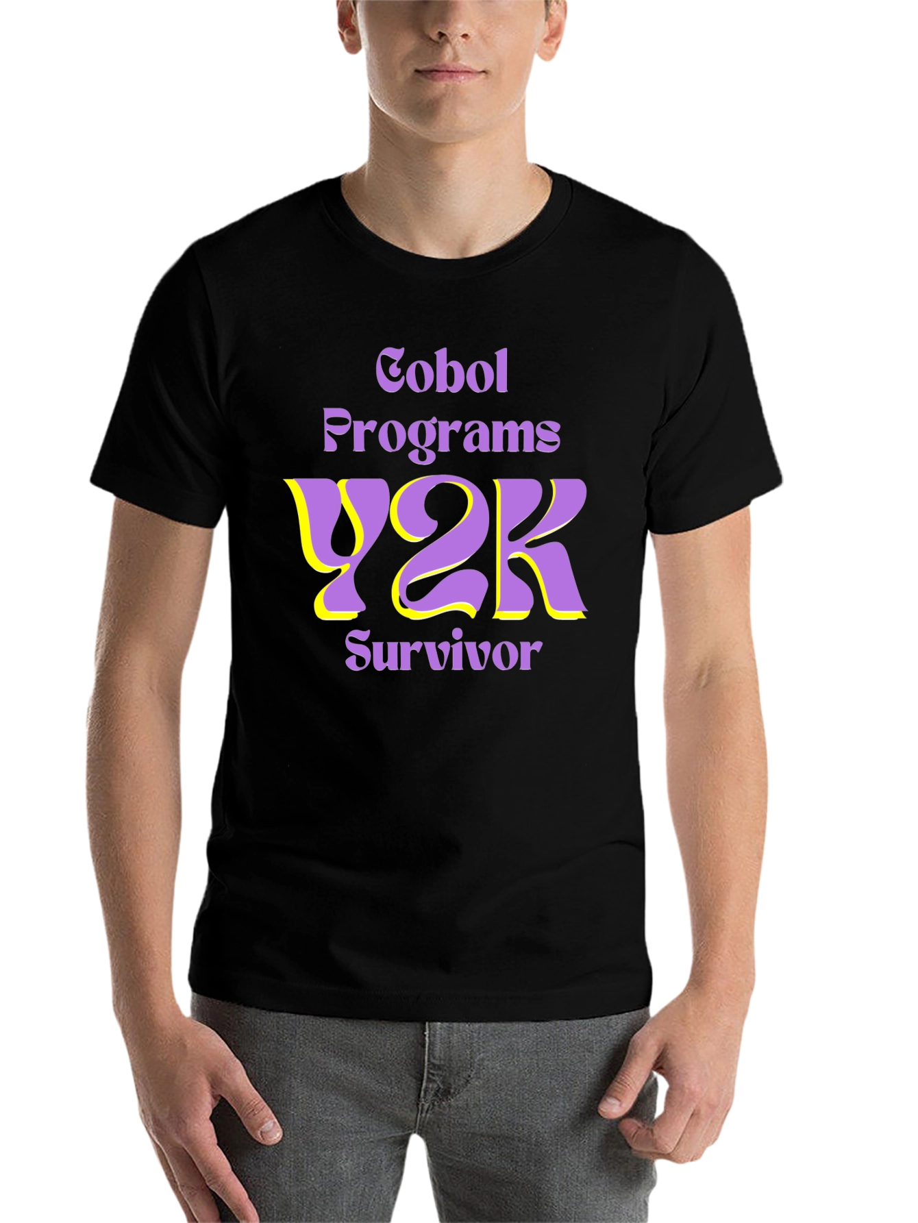 Black COBOL Programs Y2K Survivor T-Shirt view 7