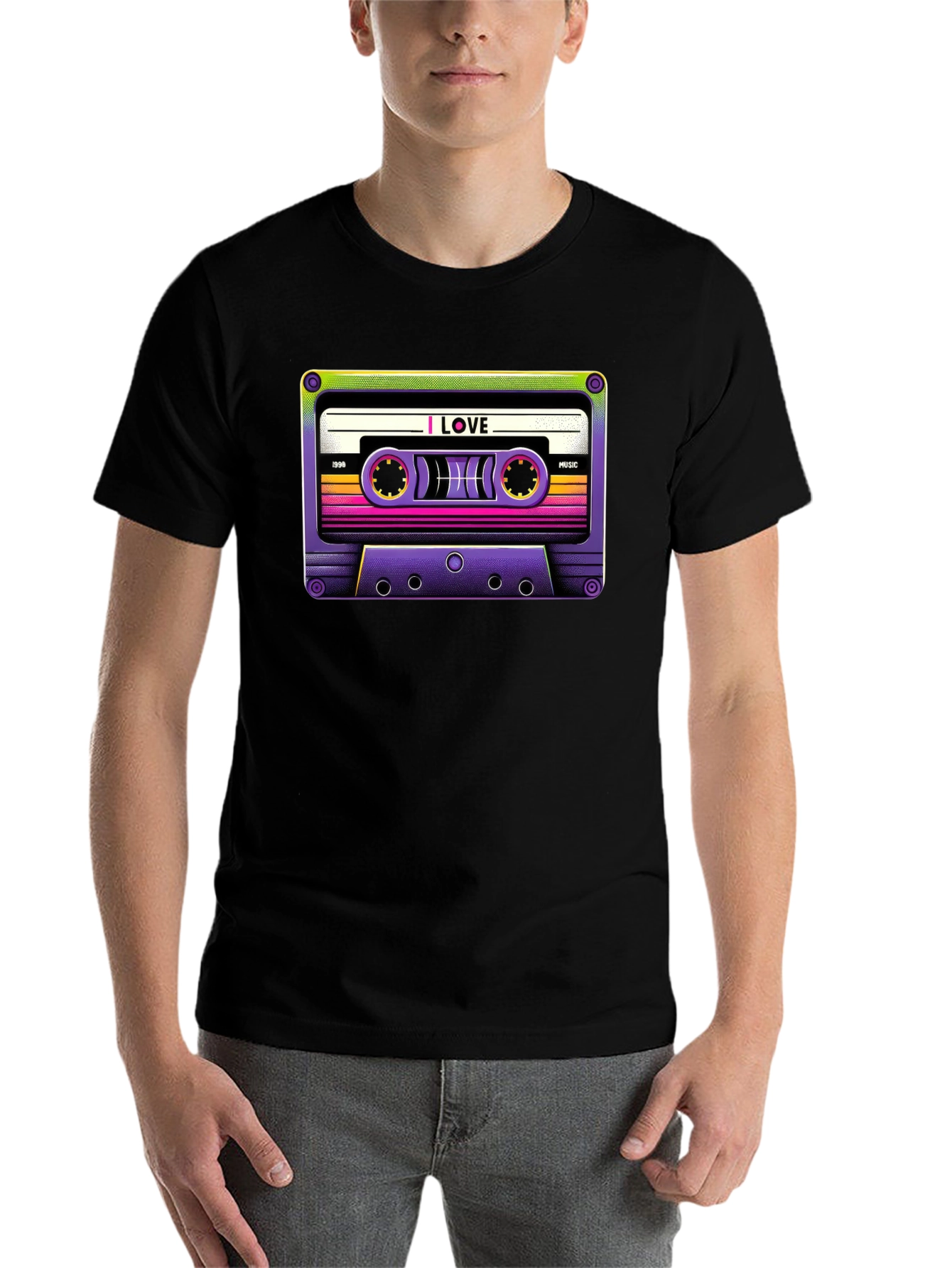 Black Retro Cassette Tape Graphic T-Shirt view 7