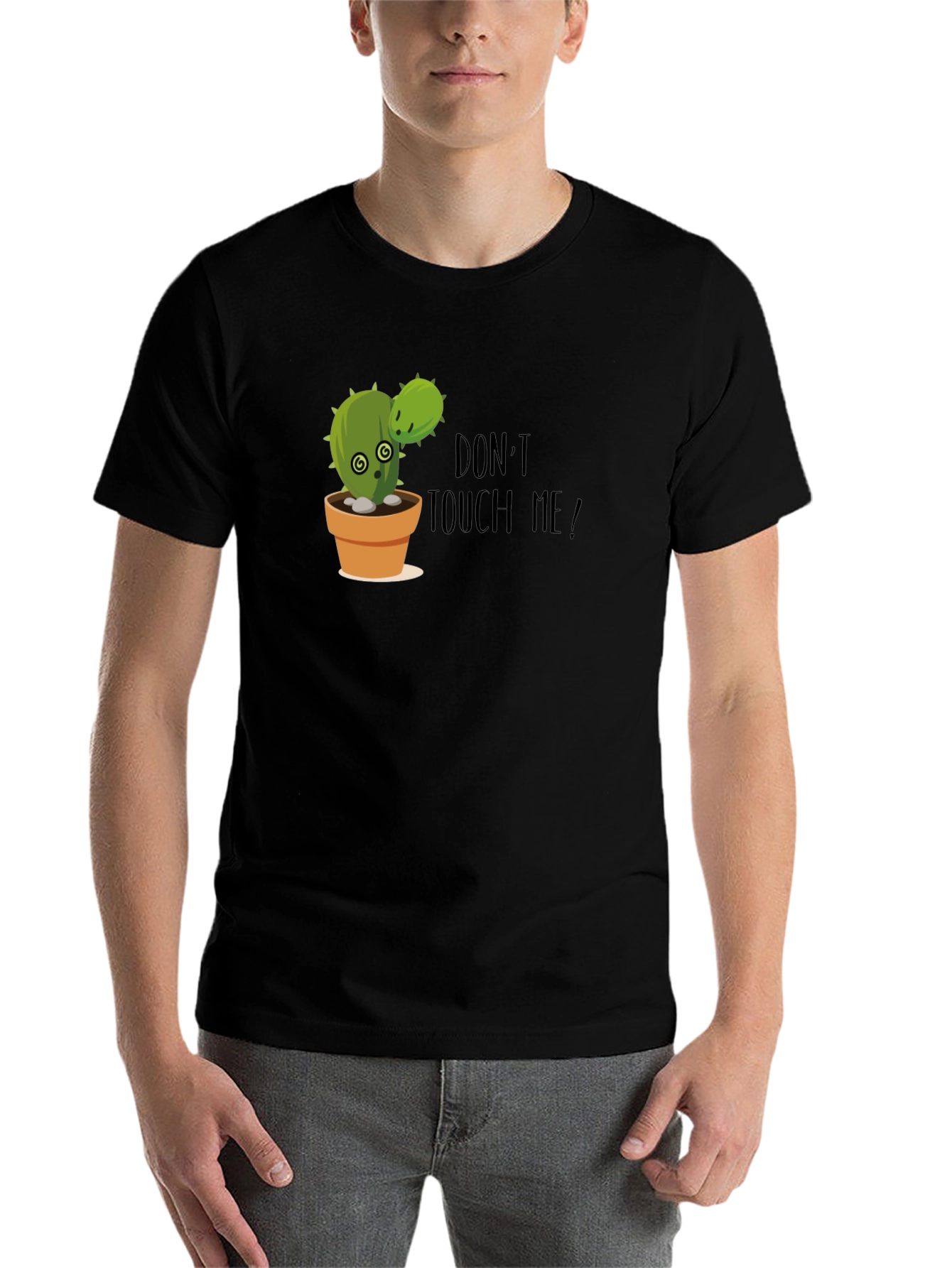 Black Funny Cactus Graphic Tee - Don't Touch Me! view 7