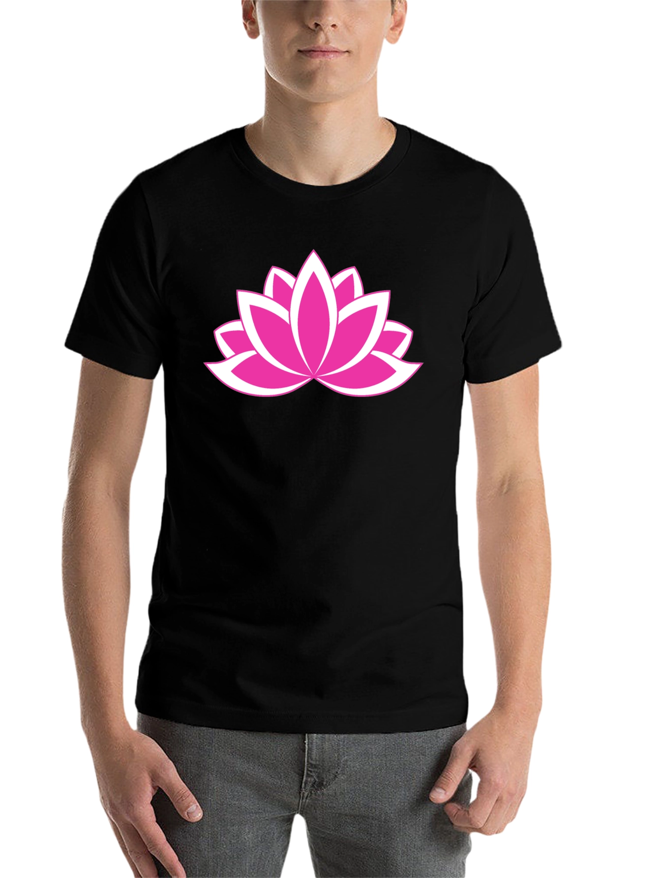 Black Lotus Flower Graphic Tee - Black Cotton Comfort view 7