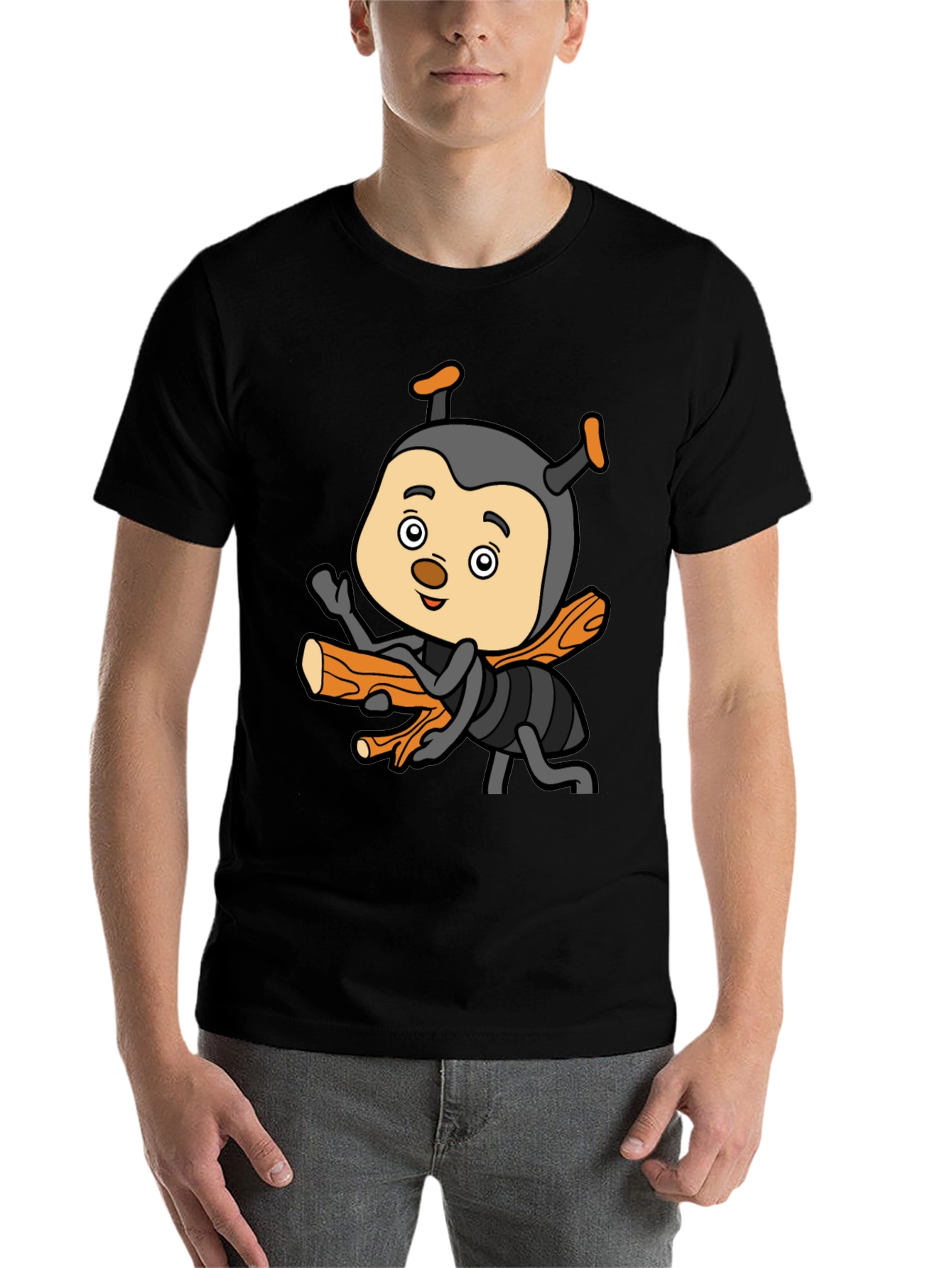 Black Cartoon Bee T-Shirt - Fun & Unique Design view 7