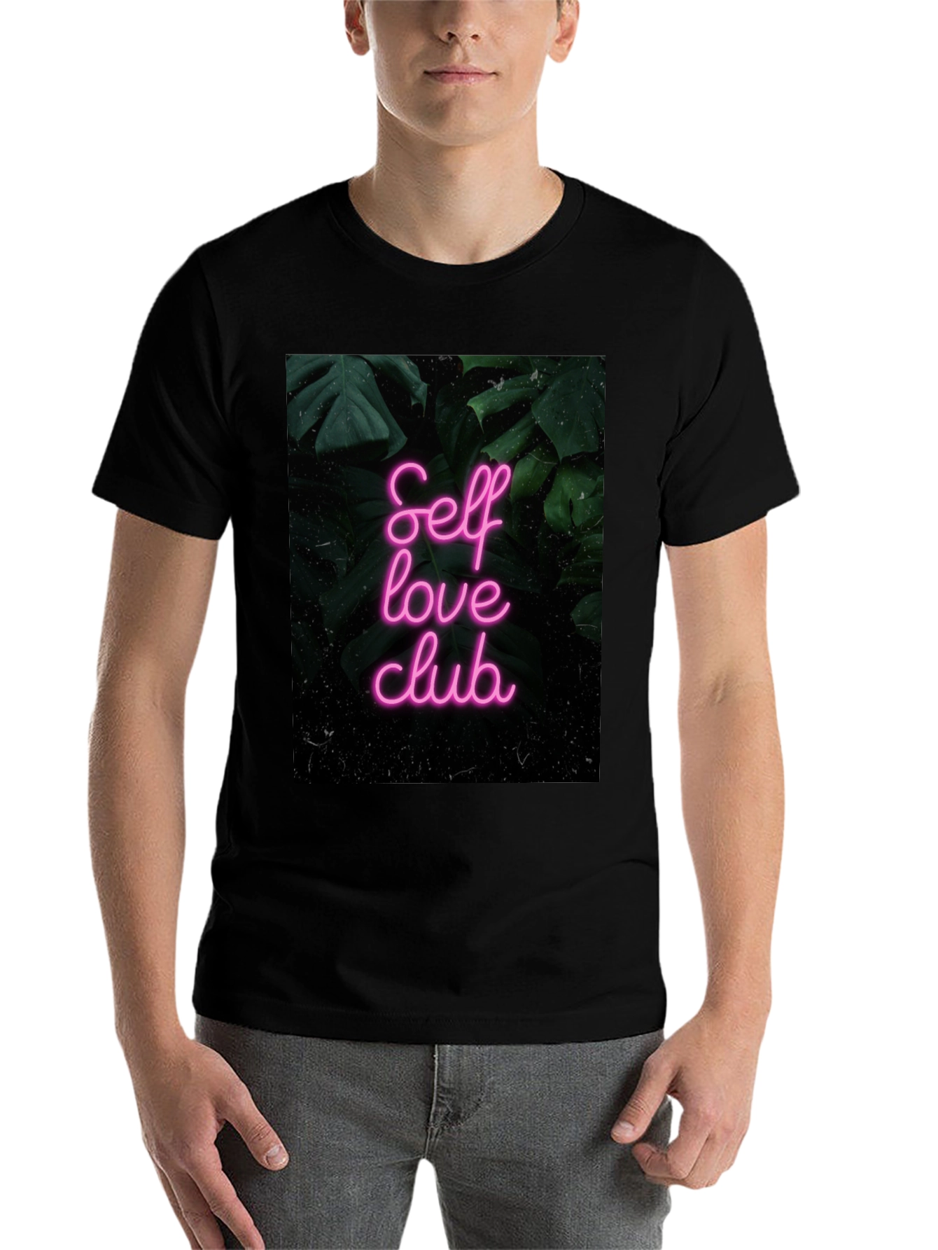 Black Self Love Club Graphic Tee - Black Cotton T-Shirt view 7