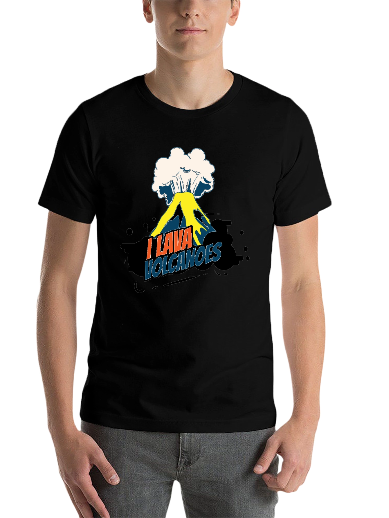 Black I Lava Volcanoes Funny Graphic Tee Shirt view 7