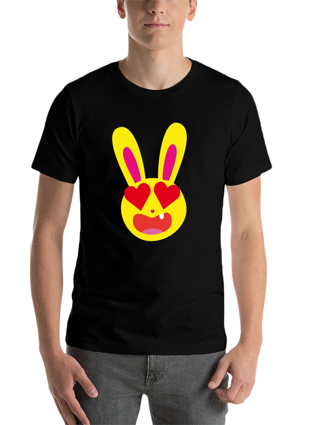 Black Love Bunny T-Shirt - Unique Graphic Tee view 7