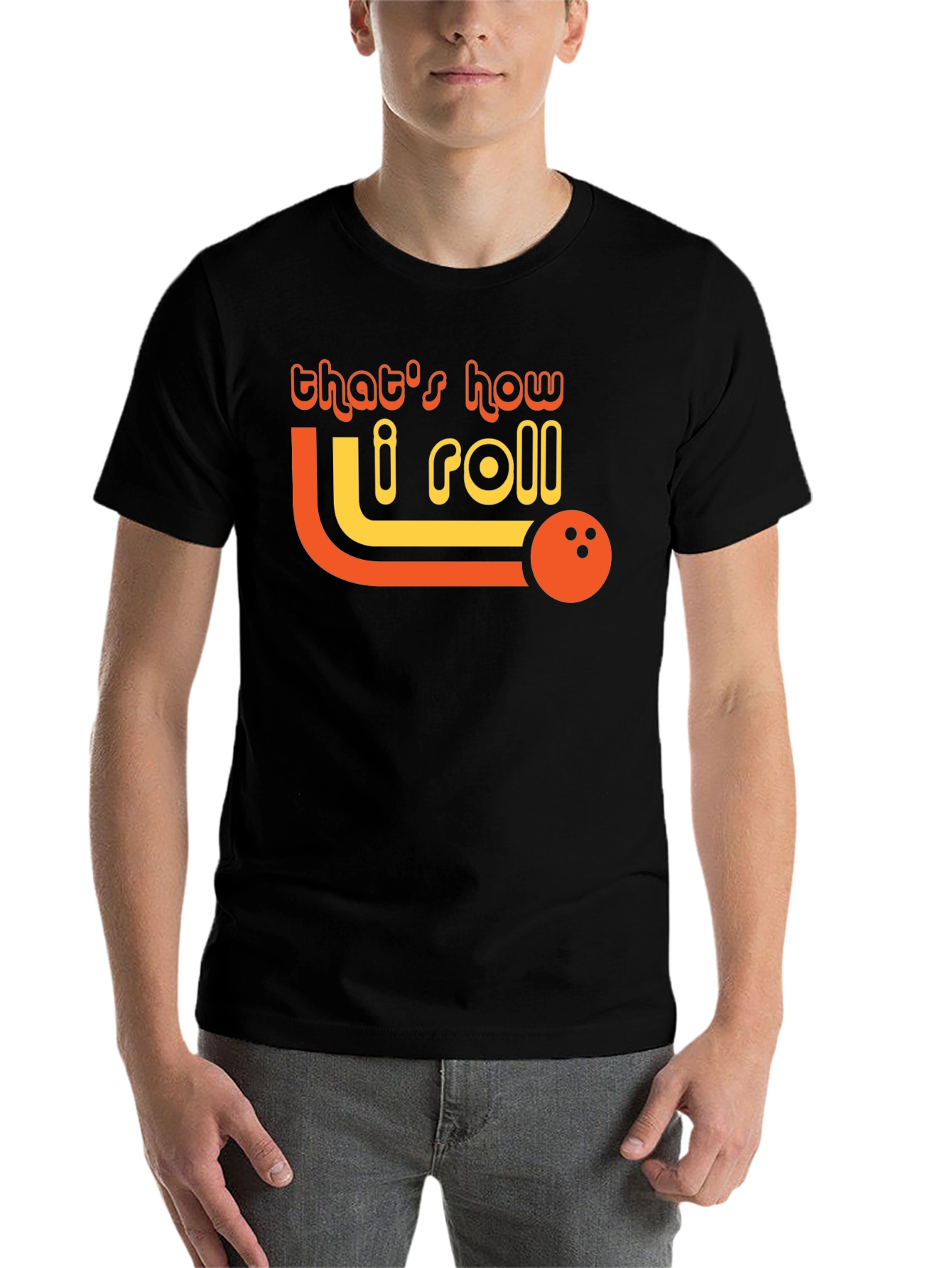 Black That's How I Roll Bowling T-Shirt view 7