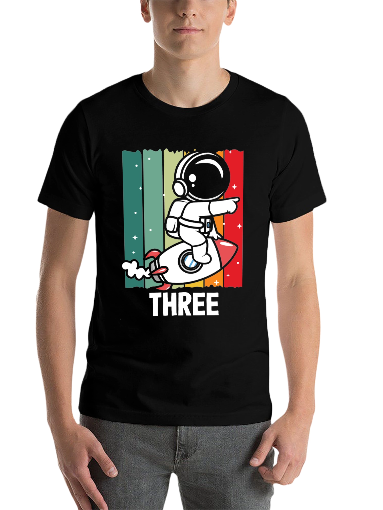 Black Astronaut Third Birthday T-Shirt view 7