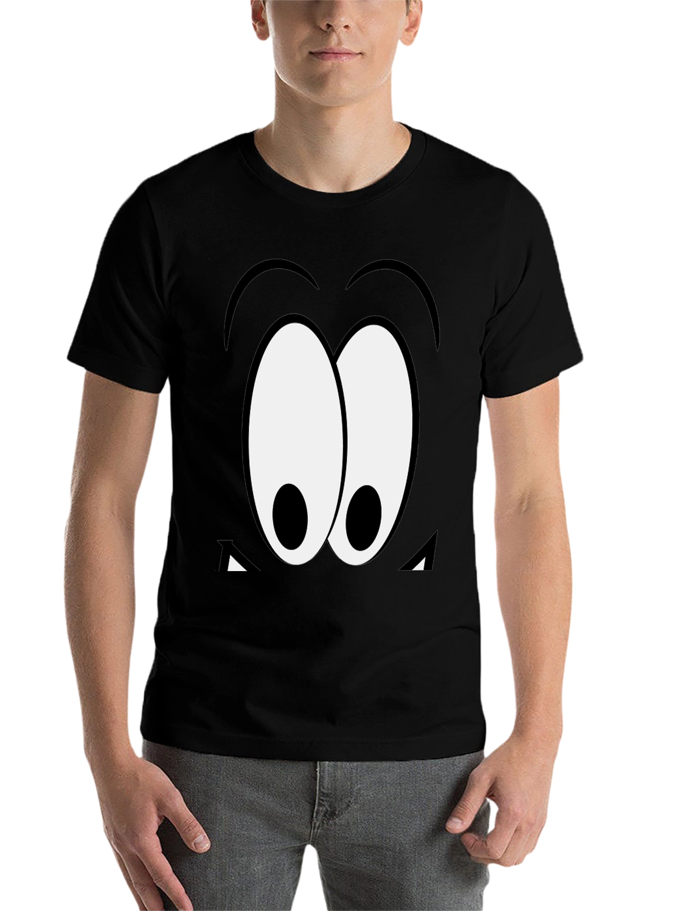 Black Cartoon Eyes Black T-Shirt view 7