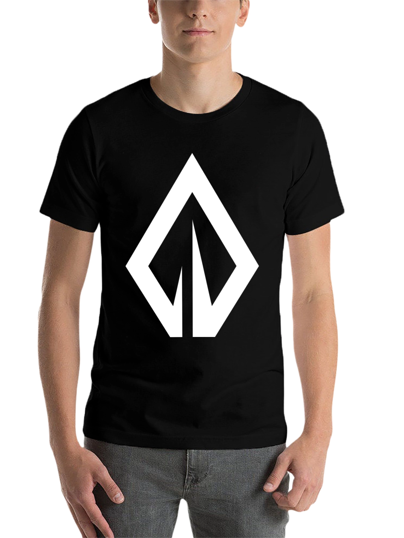 Black Bold Graphic Tee - Modern Arrow Design, Black view 7