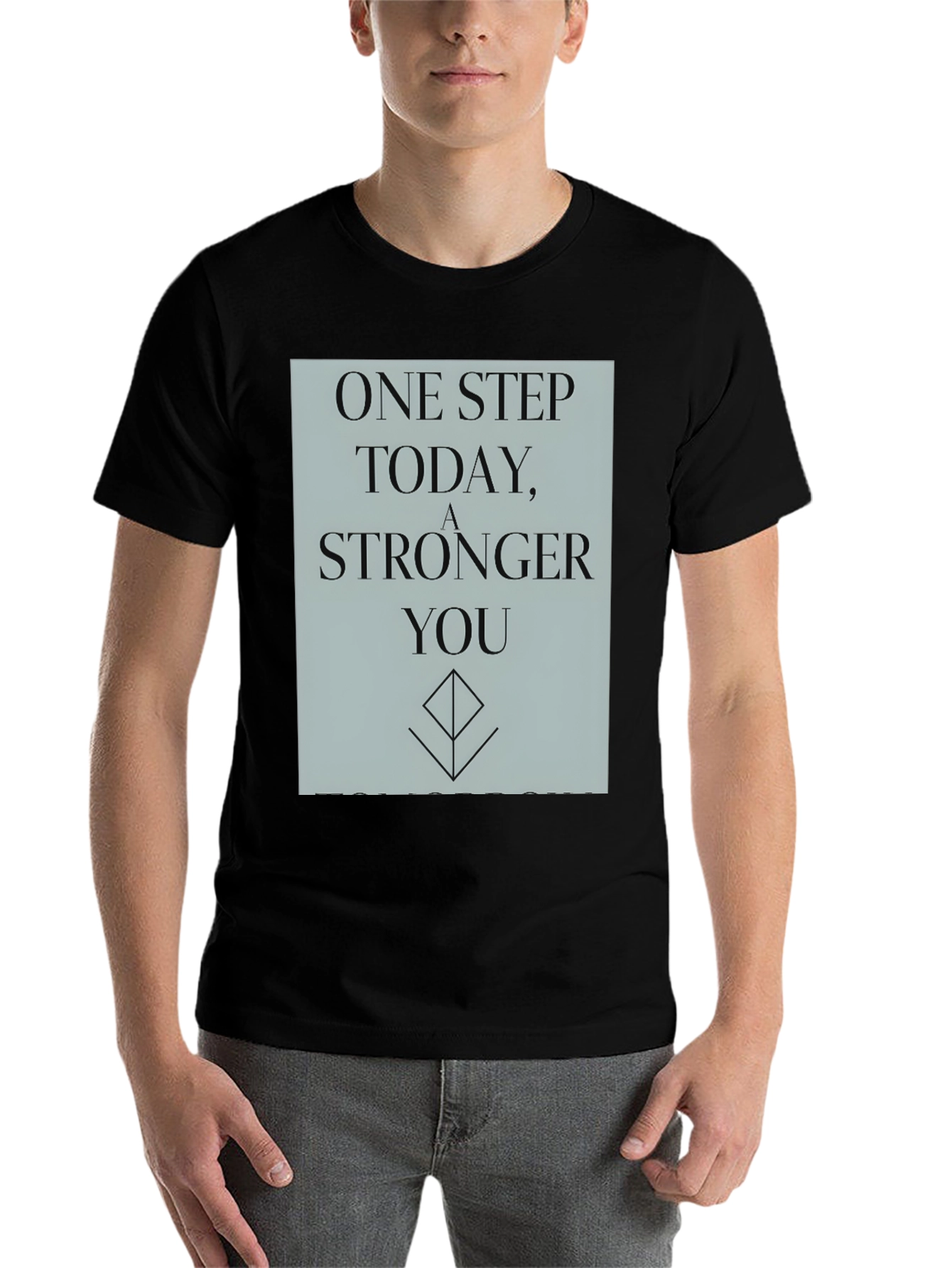 Black Inspirational T-Shirt: One Step Stronger You view 7