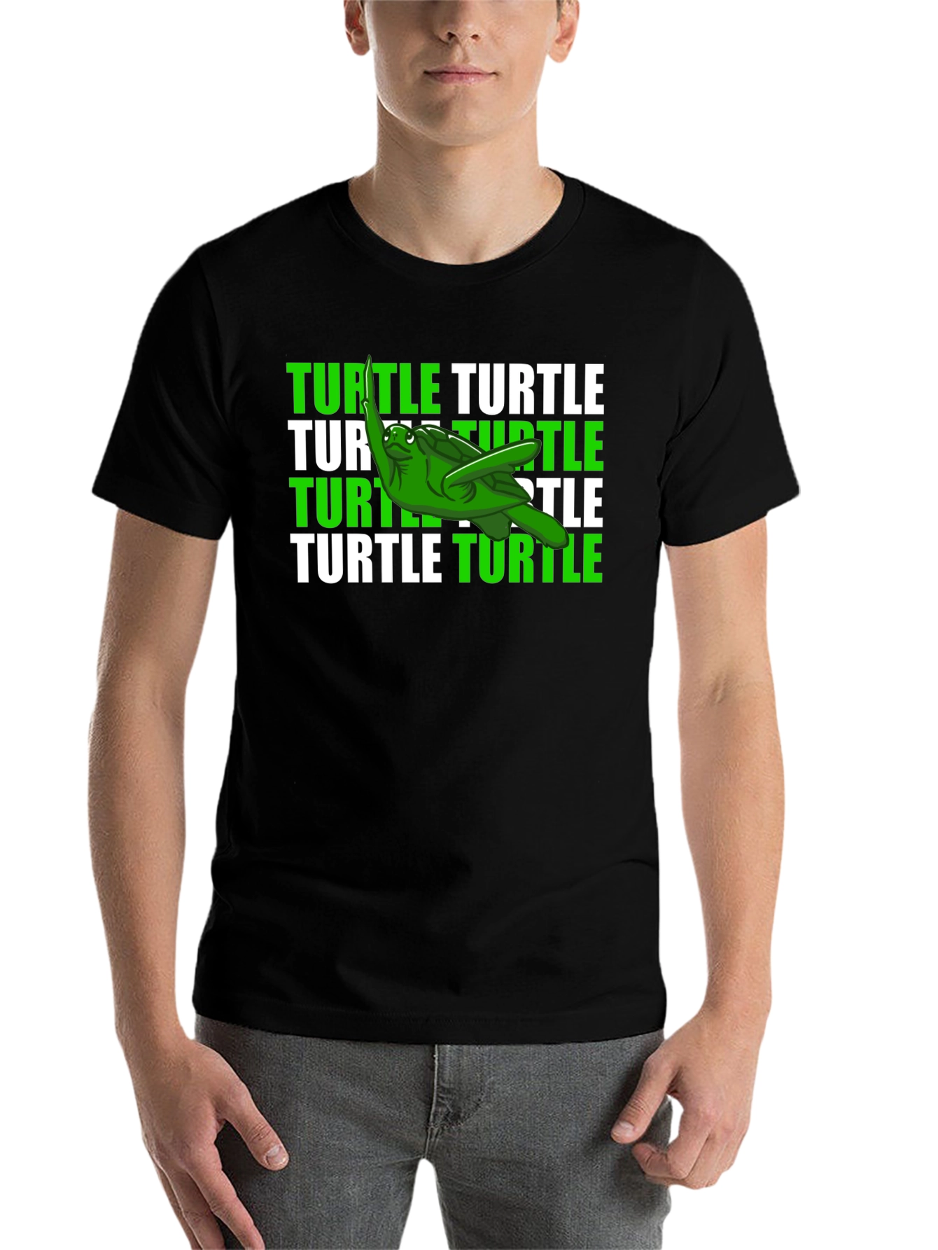 Black Funny Turtle T-Shirt - Green Sea Turtle Graphic Tee view 7