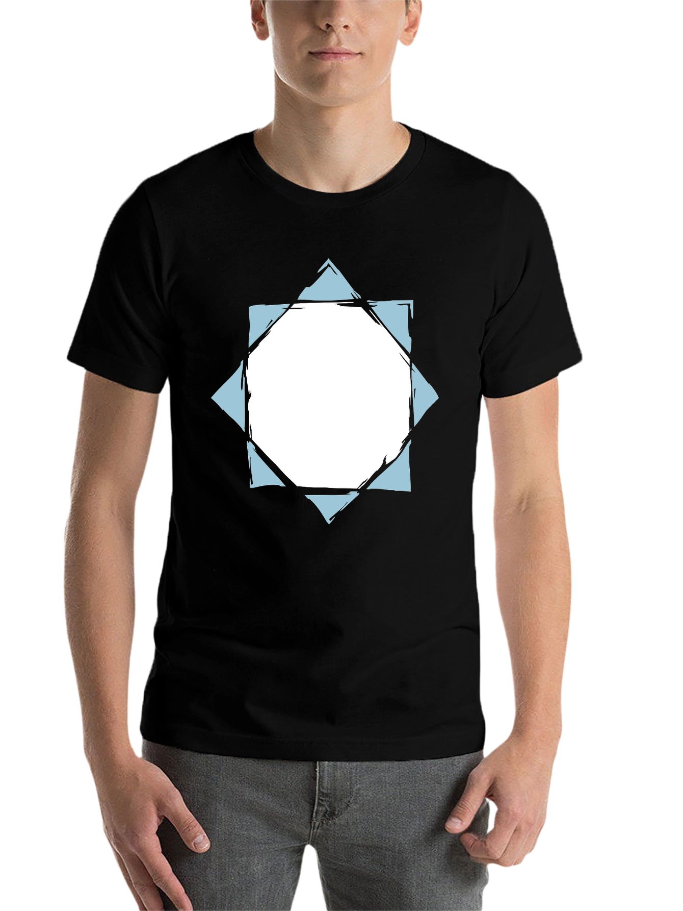 Black Abstract Graphic Print Black T-Shirt view 7