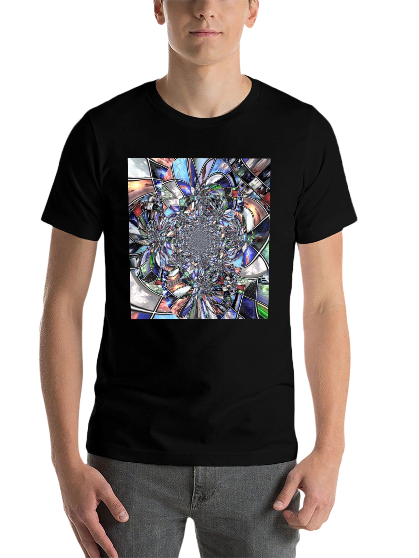Abstract Fractal Art Black T-Shirt - 7