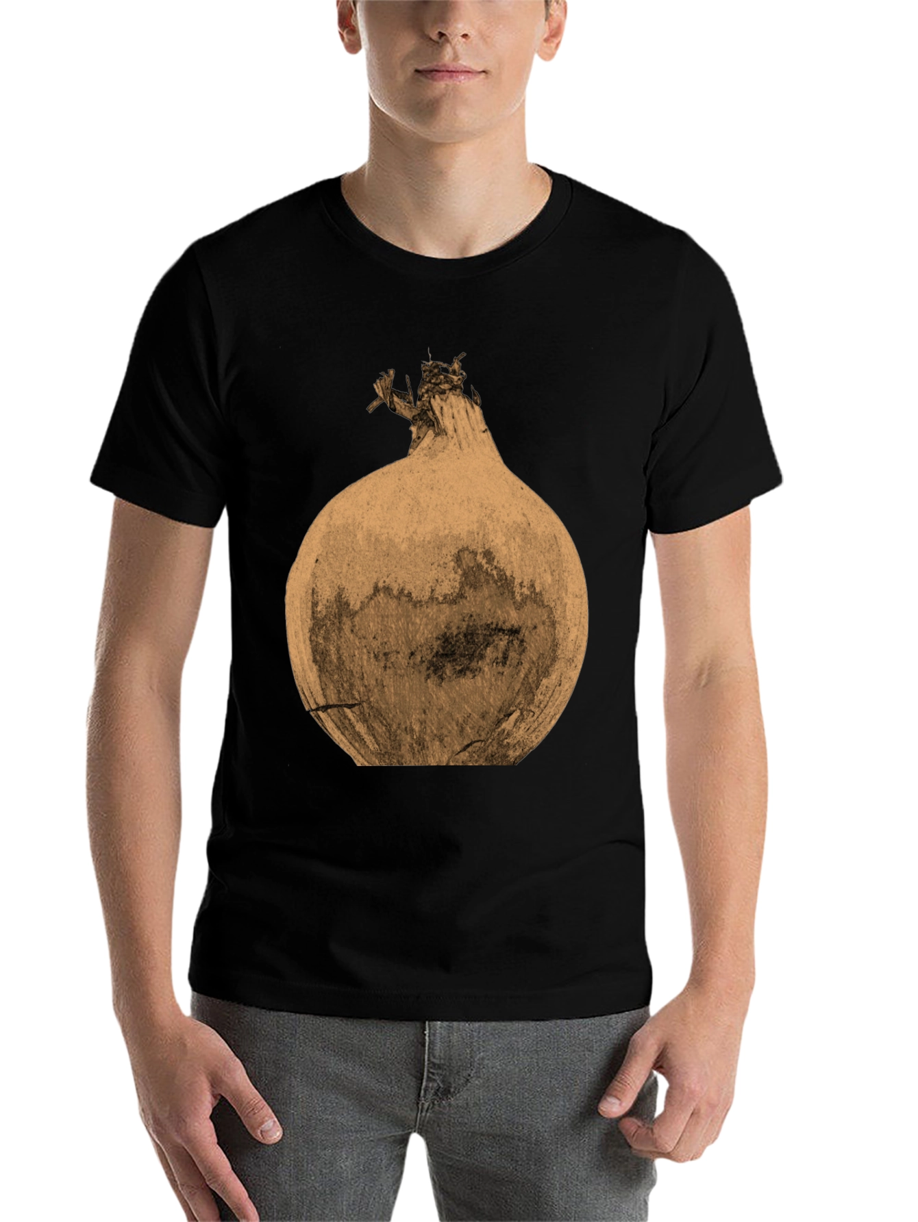 Black Men's Onion Graphic Print T-Shirt - Black view 7